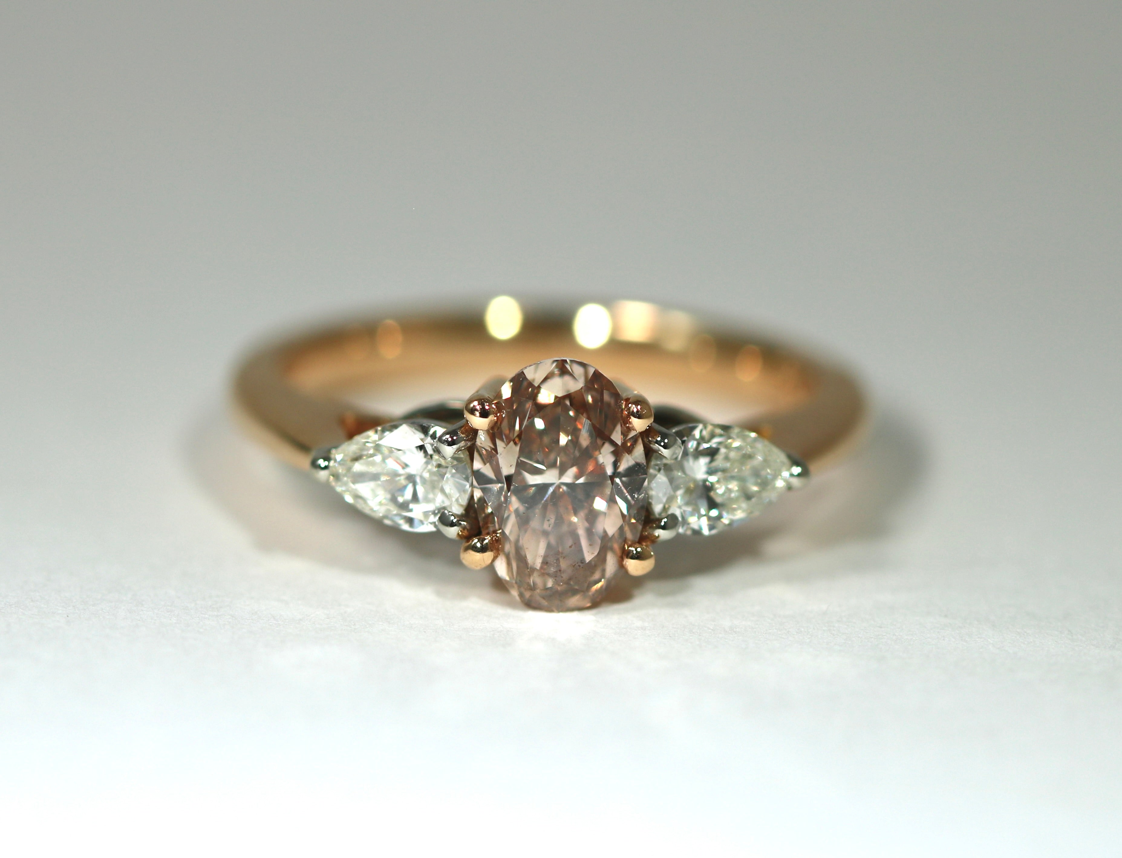 Champagne Diamond Three Stone Ring