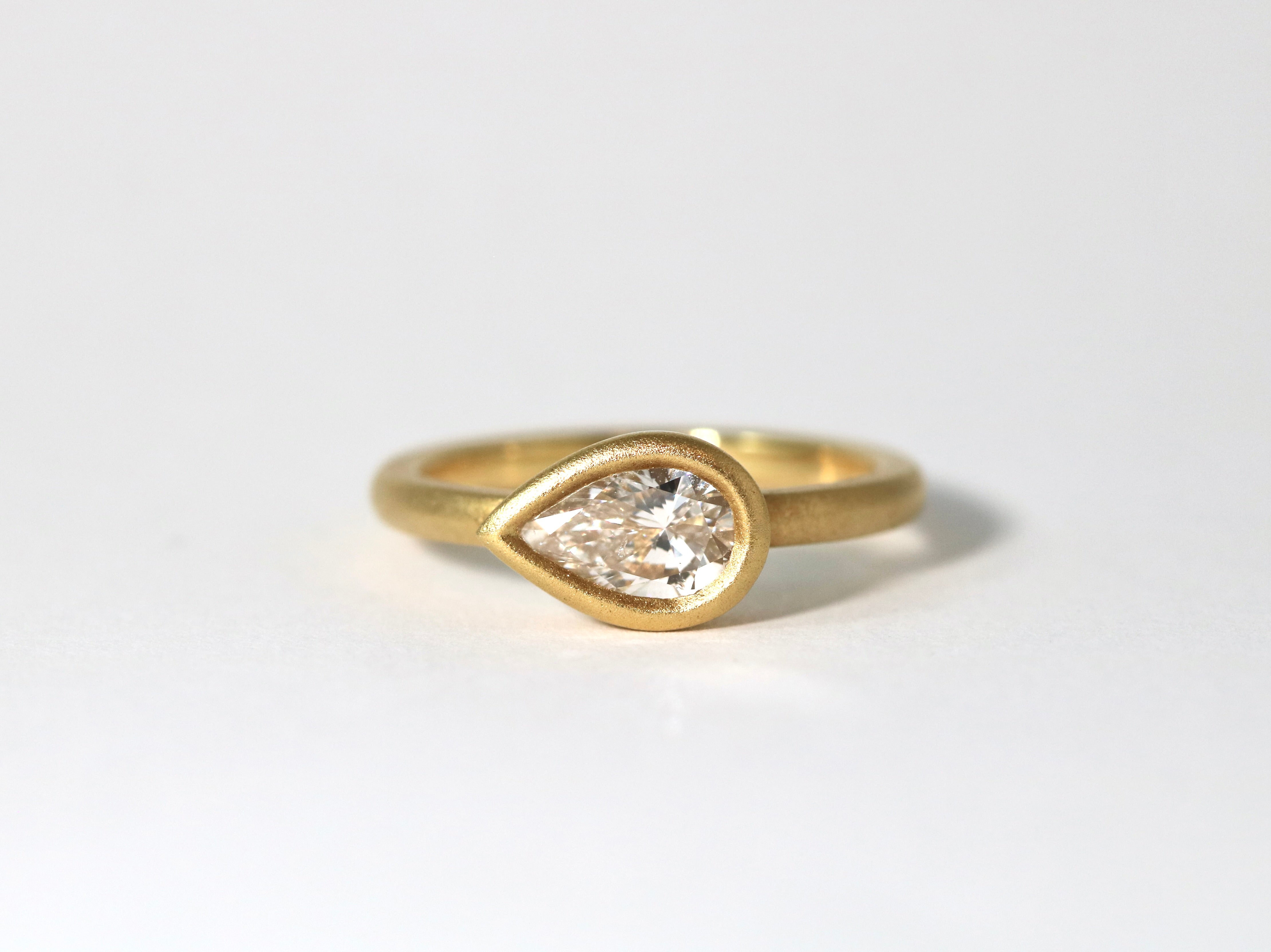 Brushed Gold Diamond Ring