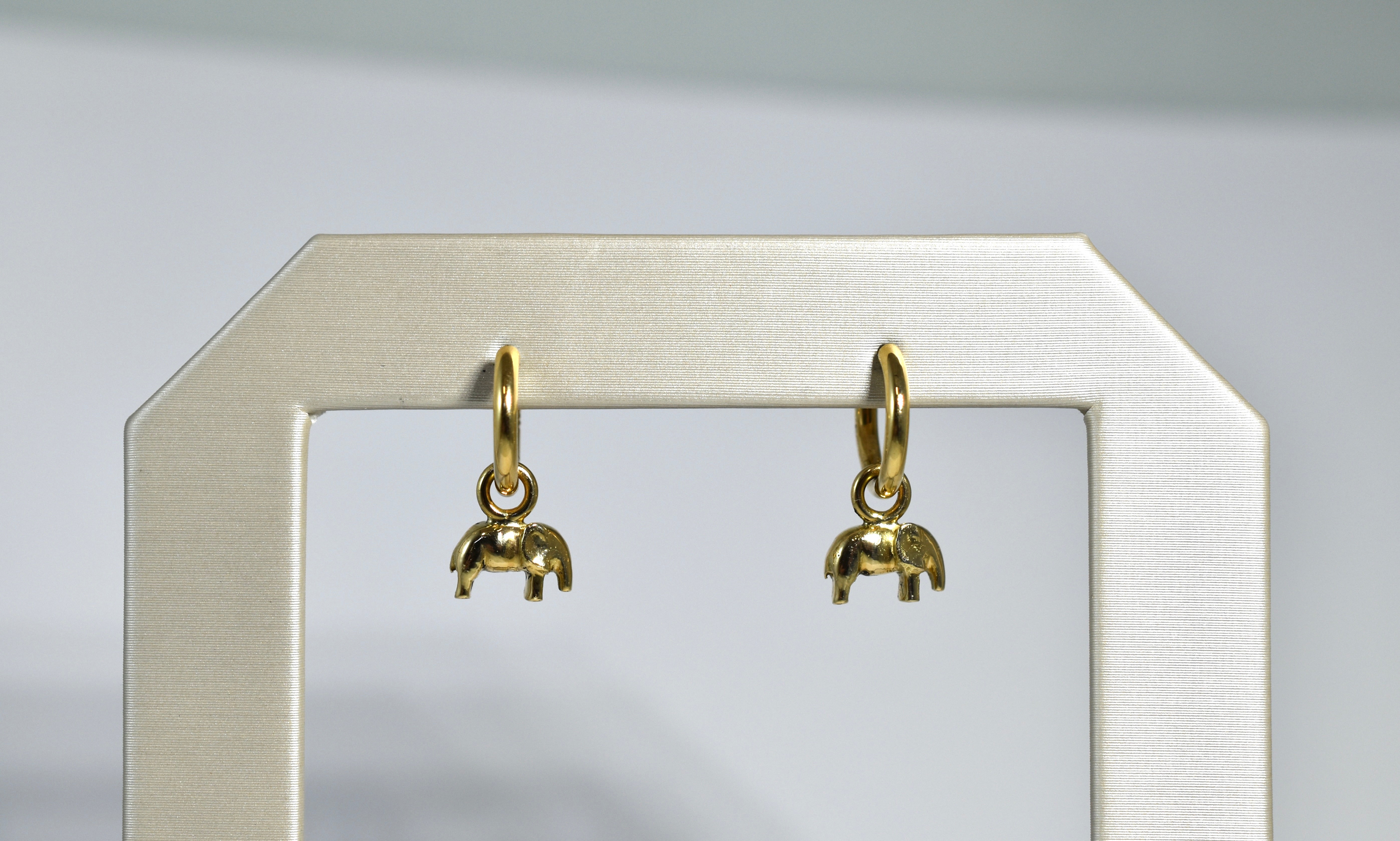 18 karat yellow gold baby elephant drops