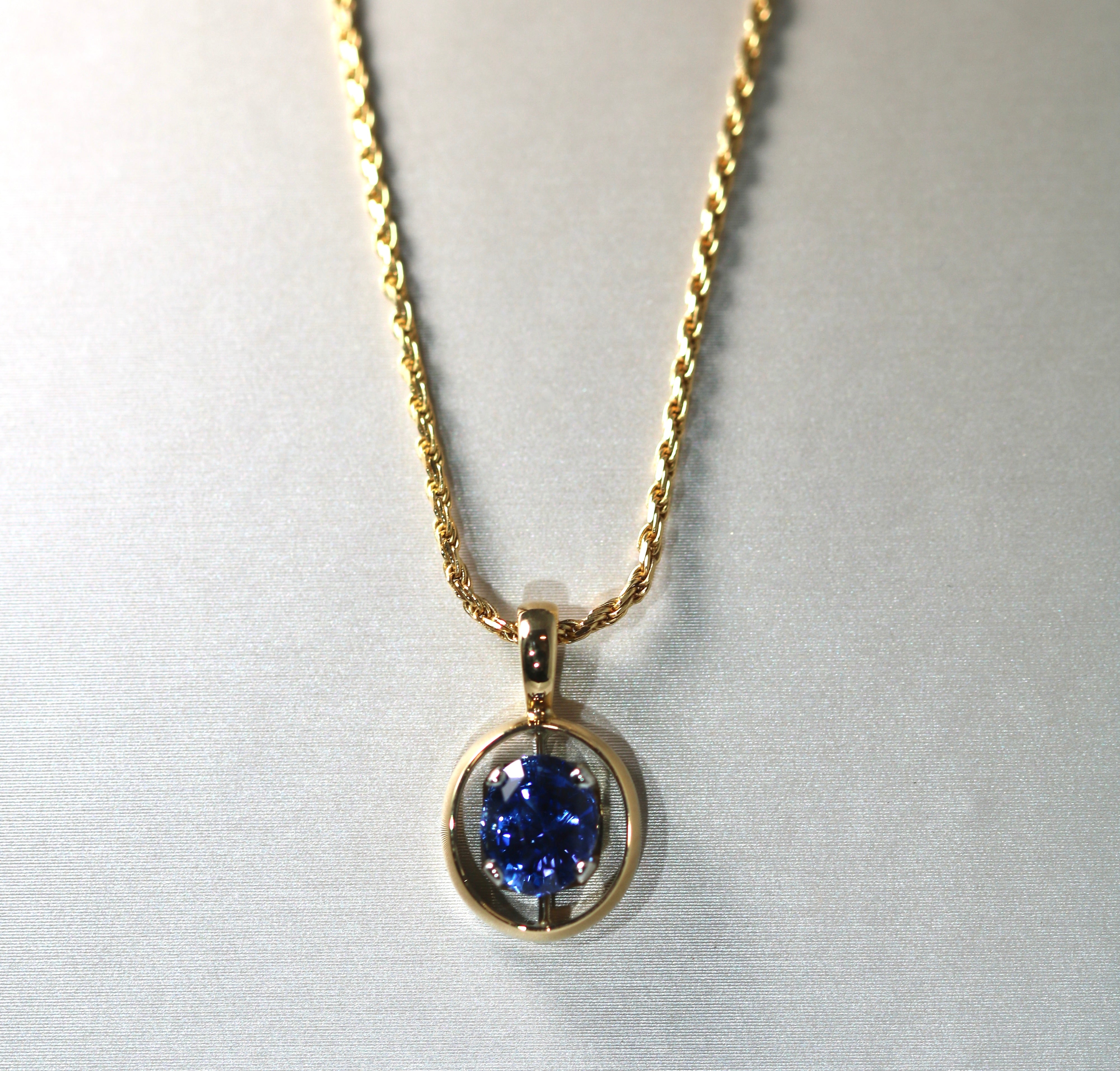 Yellow Gold Sapphire Pendant