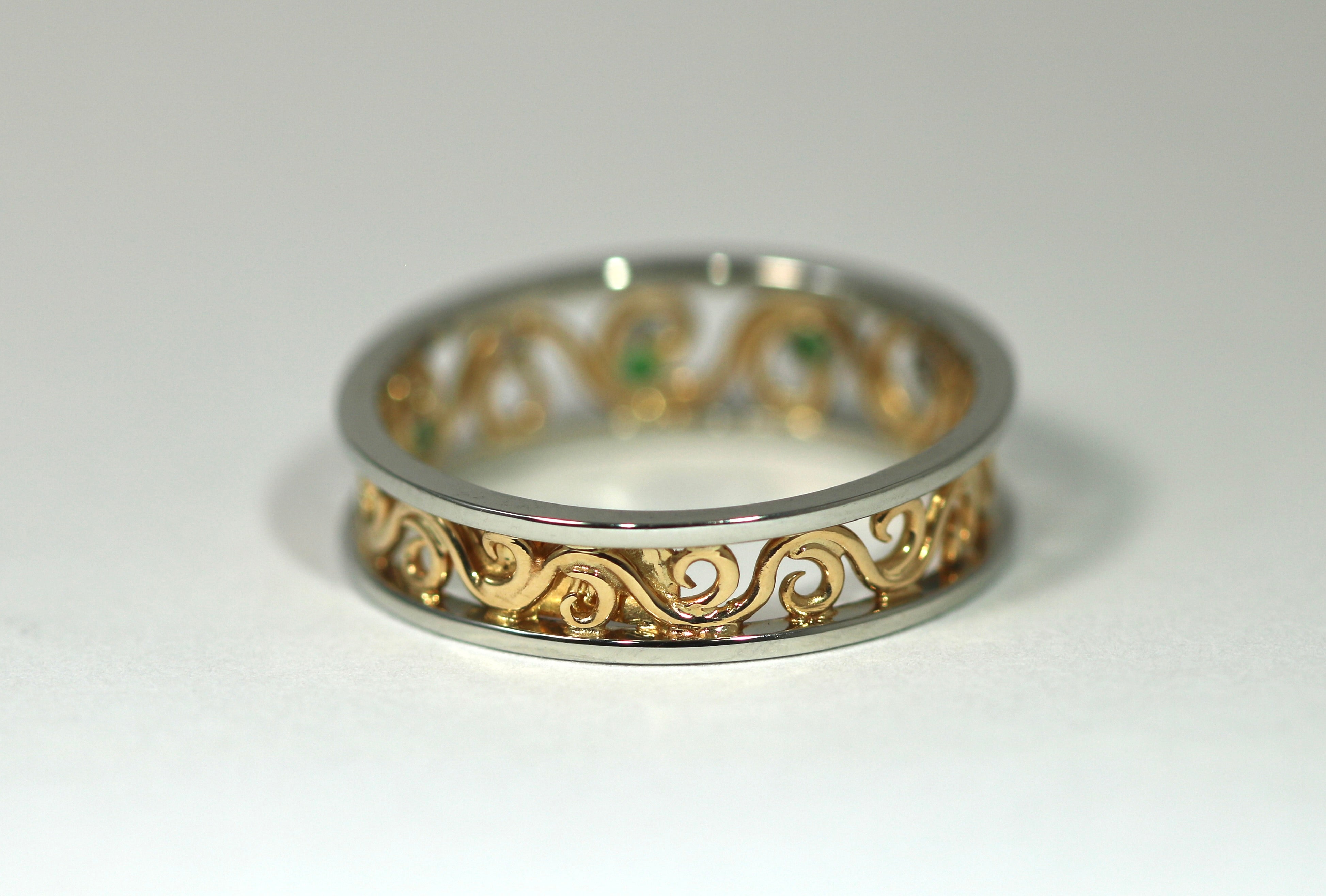 Diamond and Tsavorite Arabesque Ring
