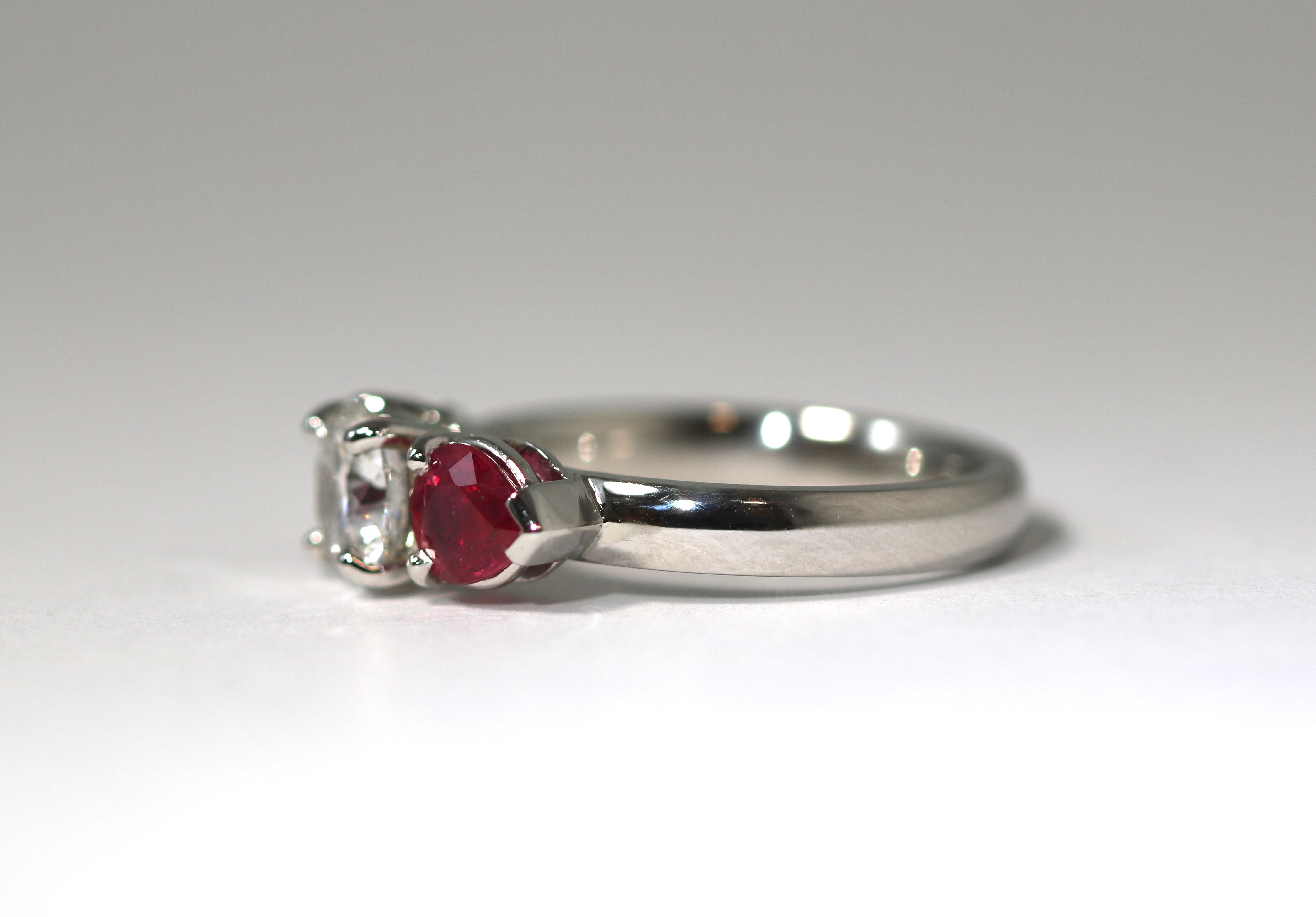 Platinum Lab Grown Diamond and Natural Ruby Ring