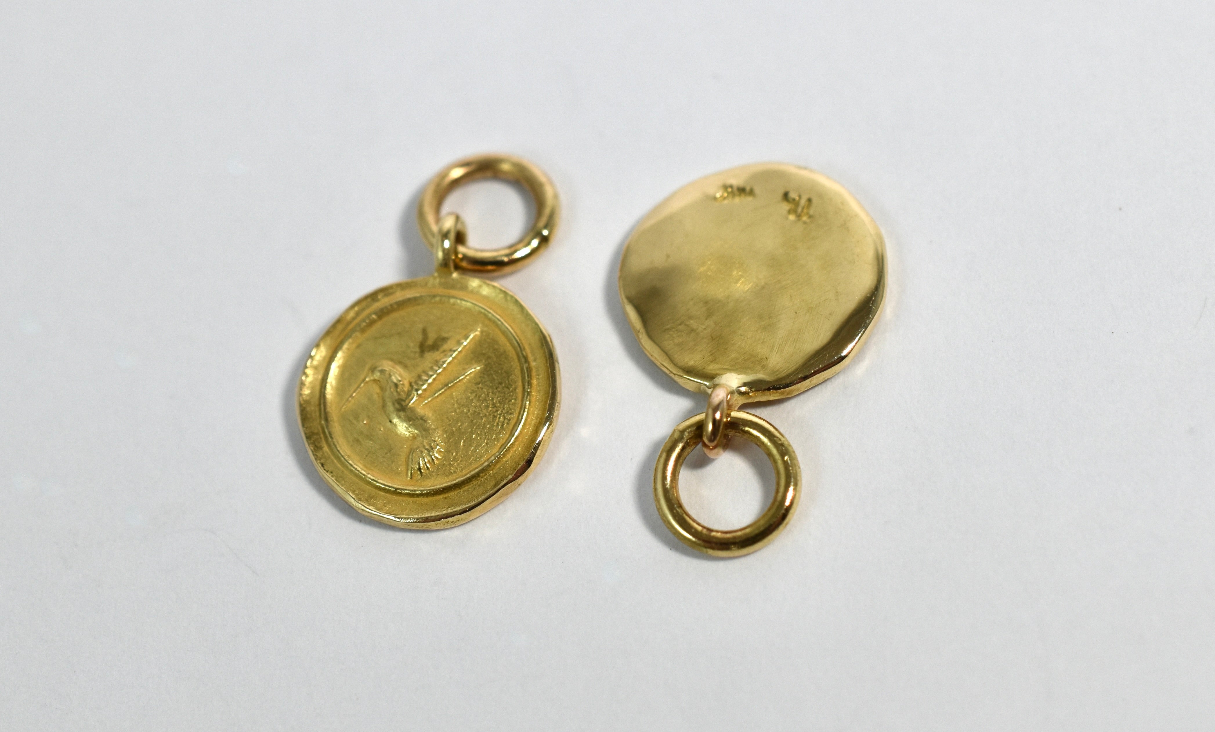 18 karat yellow gold hummingbird drops