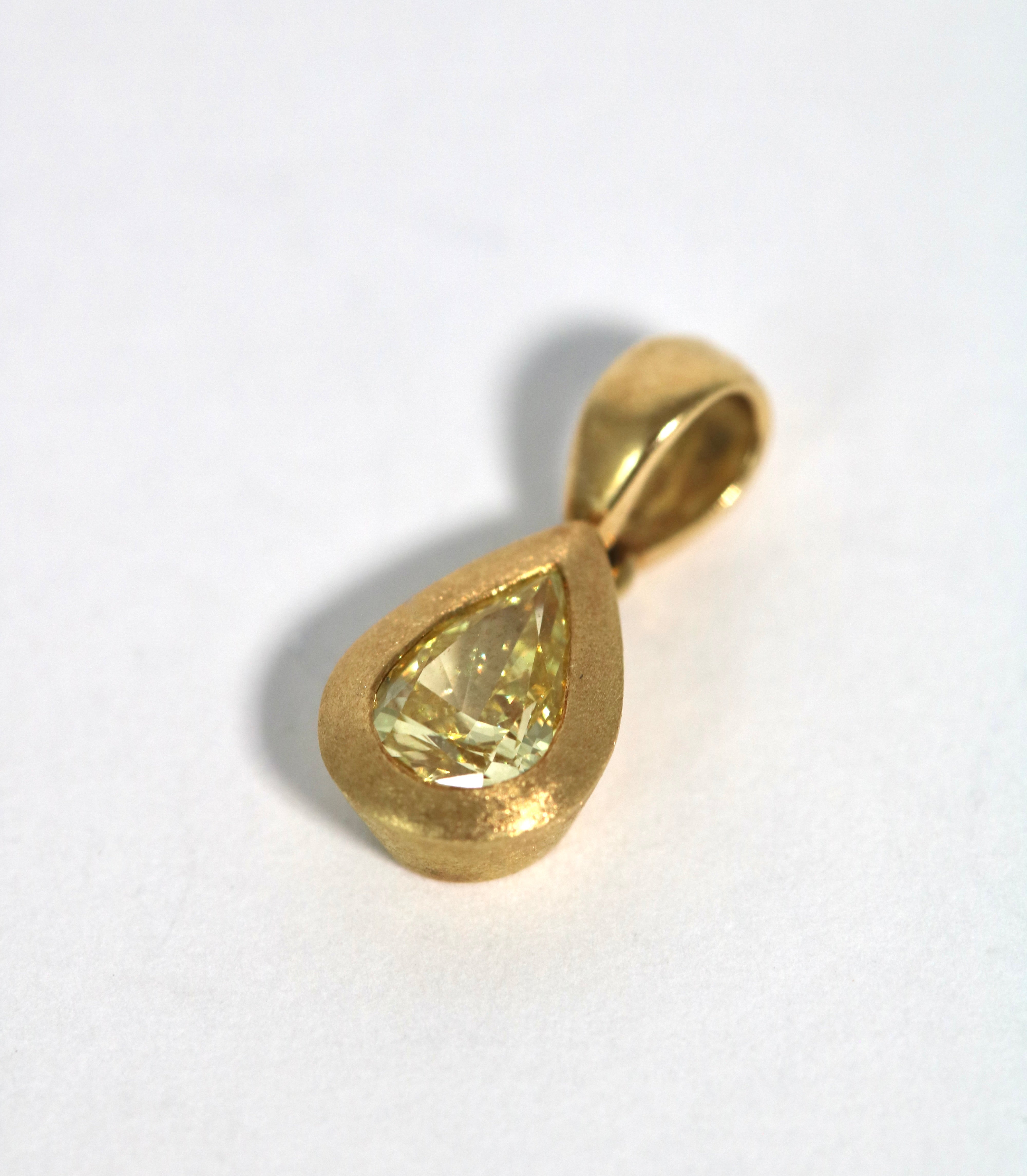 Natural fancy intense yellow diamond pendant