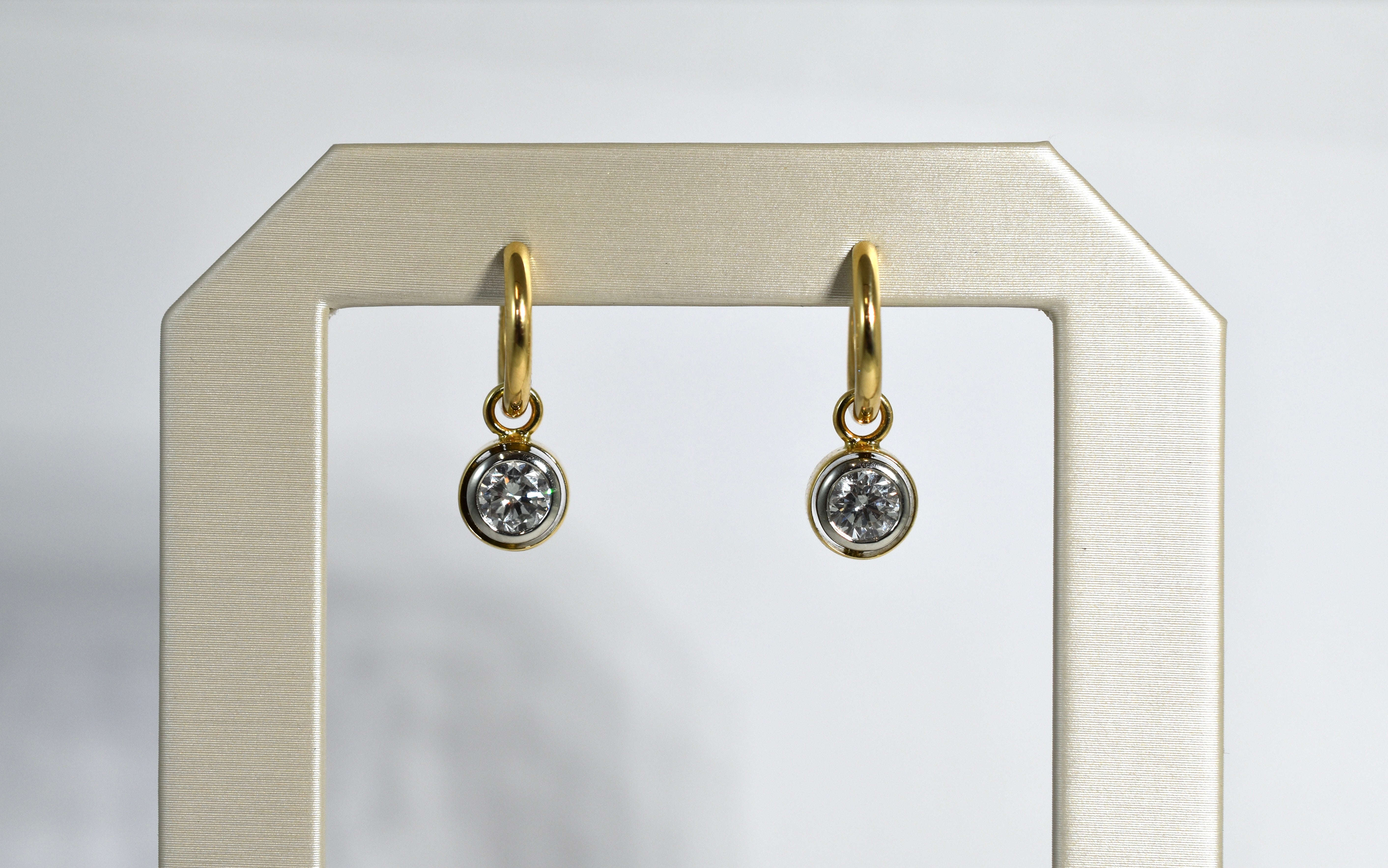 18 karat yellow and 19 karat white gold diamond drops