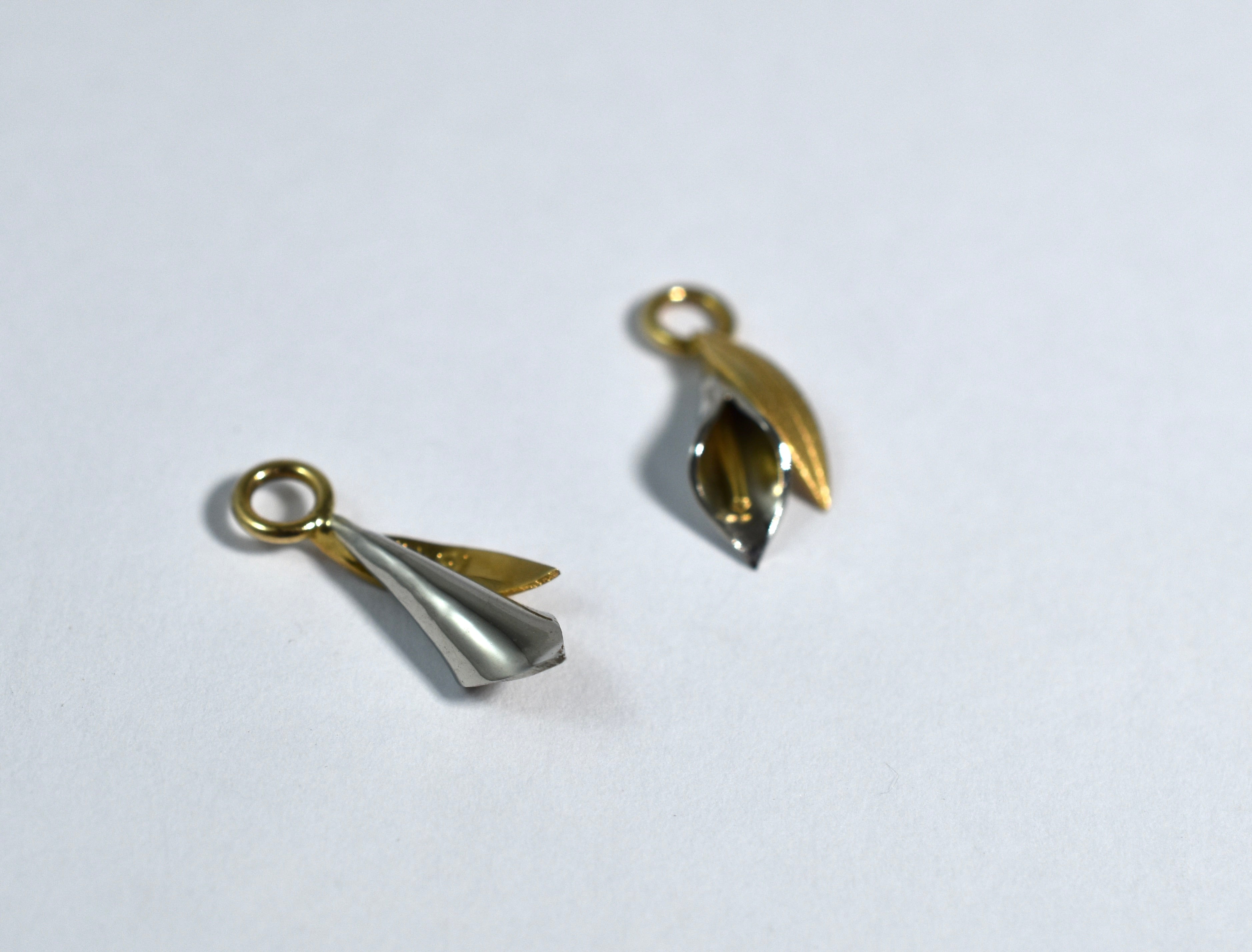 19 karat white gold and 18 karat yellow gold calla lily drops
