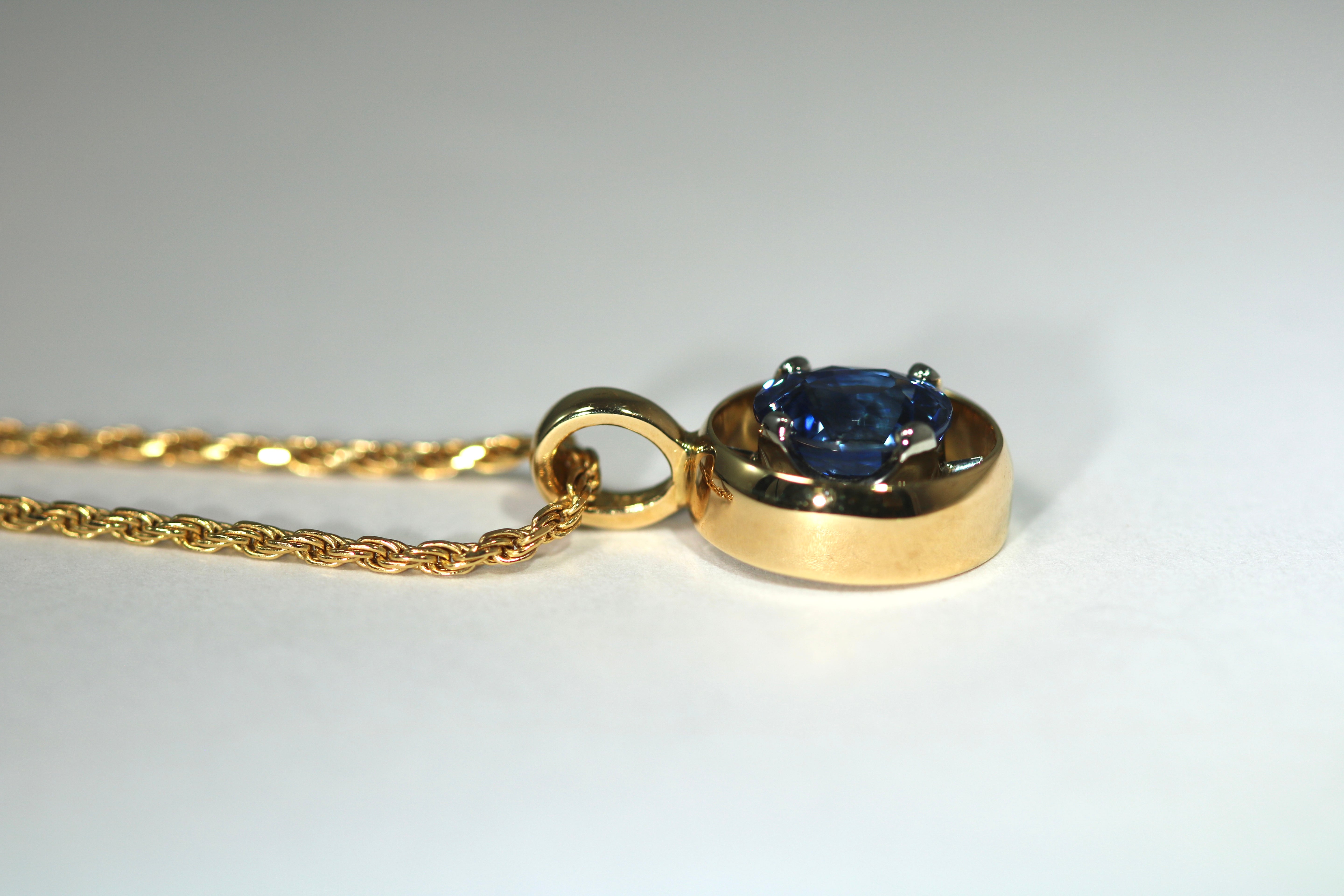 Yellow Gold Sapphire Pendant