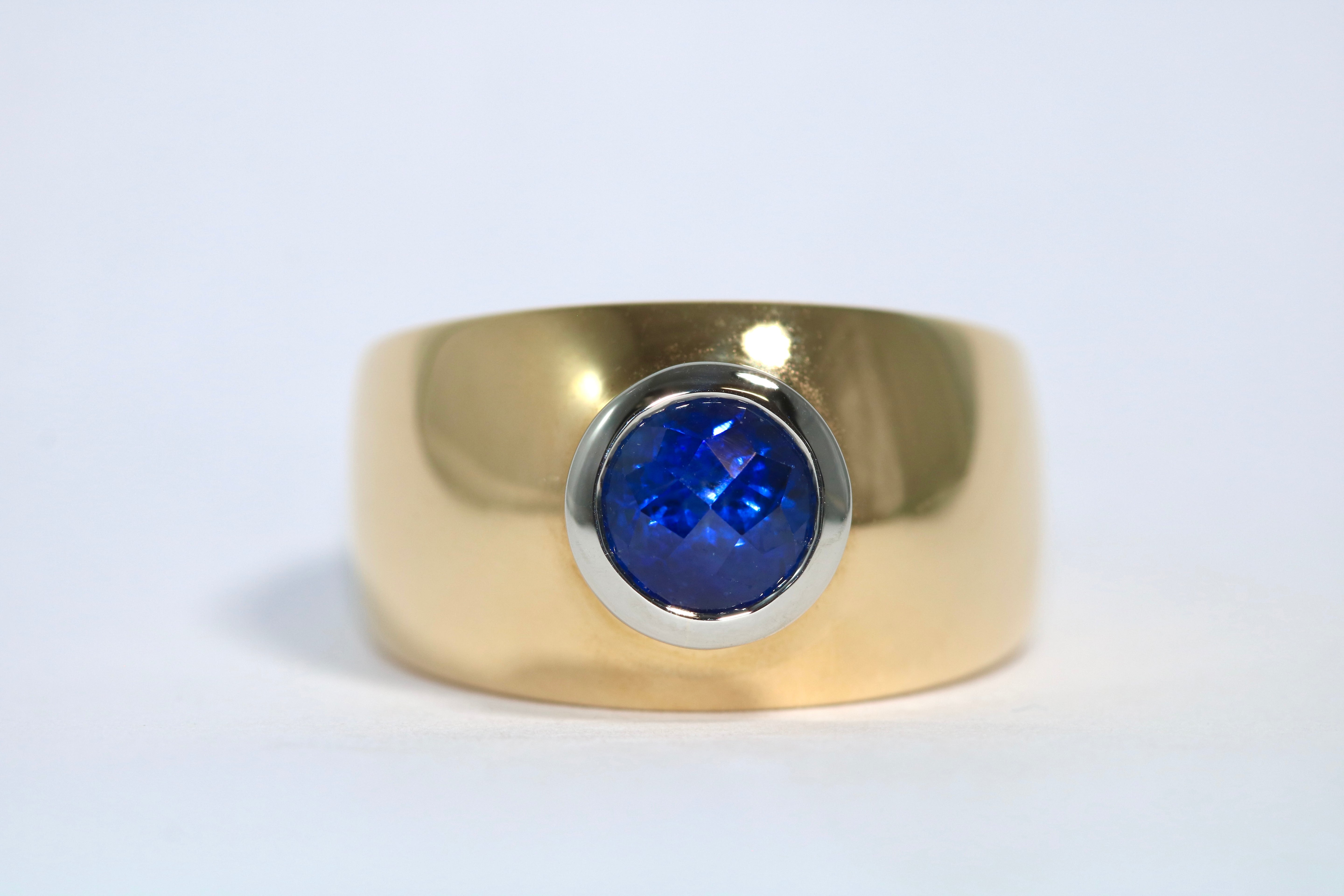 Bezel Set Convex Sapphire Ring