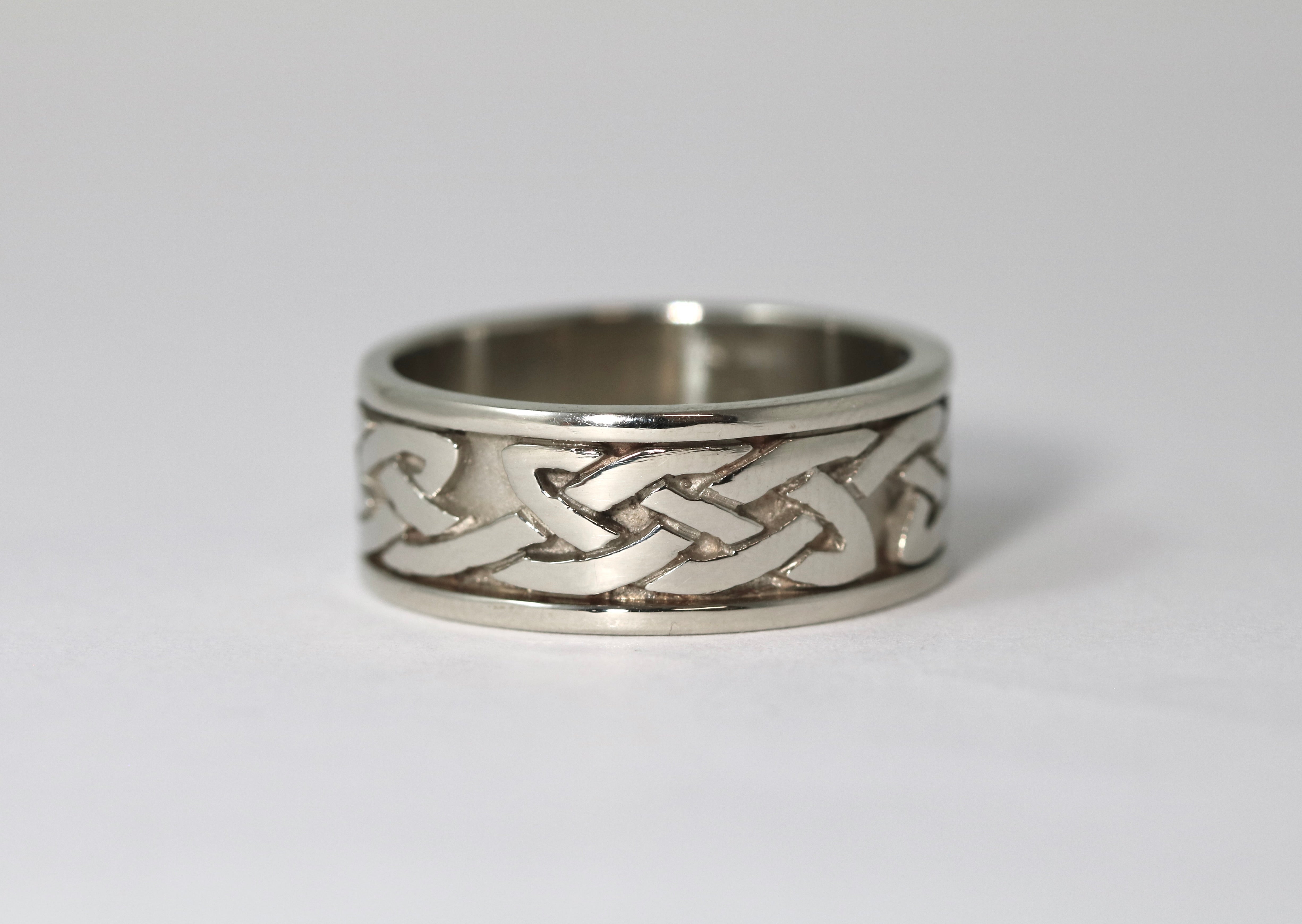 White Gold Lindisfarne Celtic Knot Ring