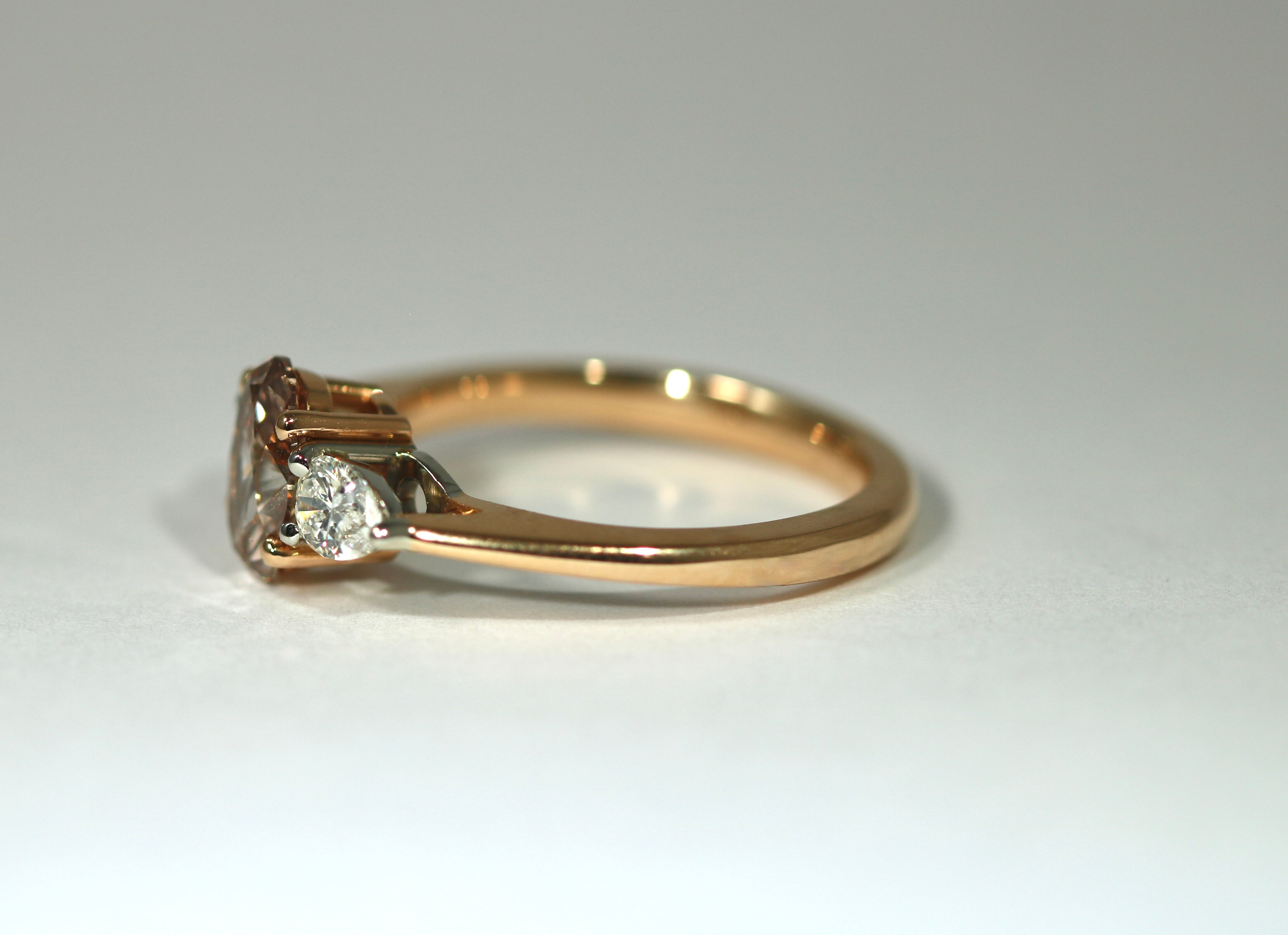 Champagne Diamond Three Stone Ring