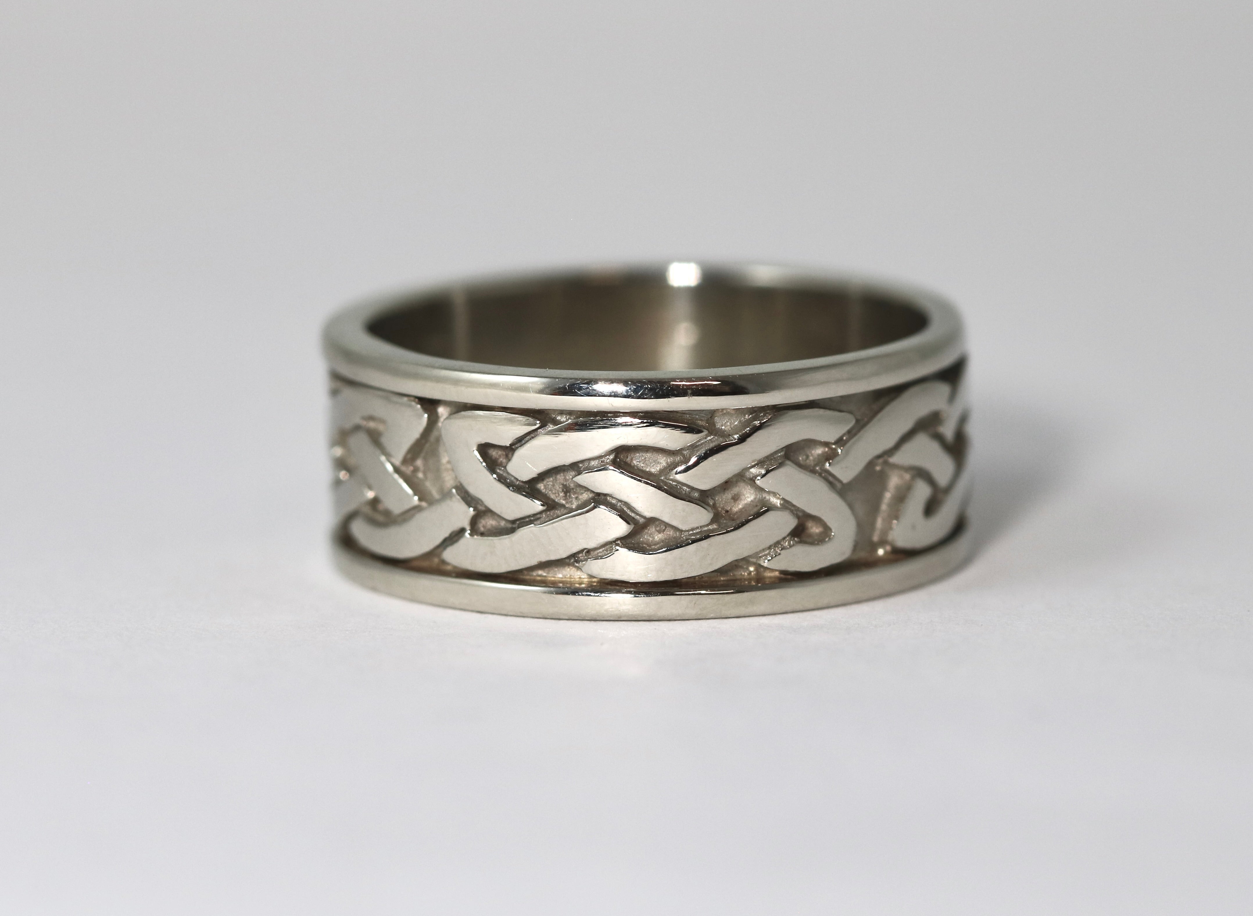 White Gold Lindisfarne Celtic Knot Ring