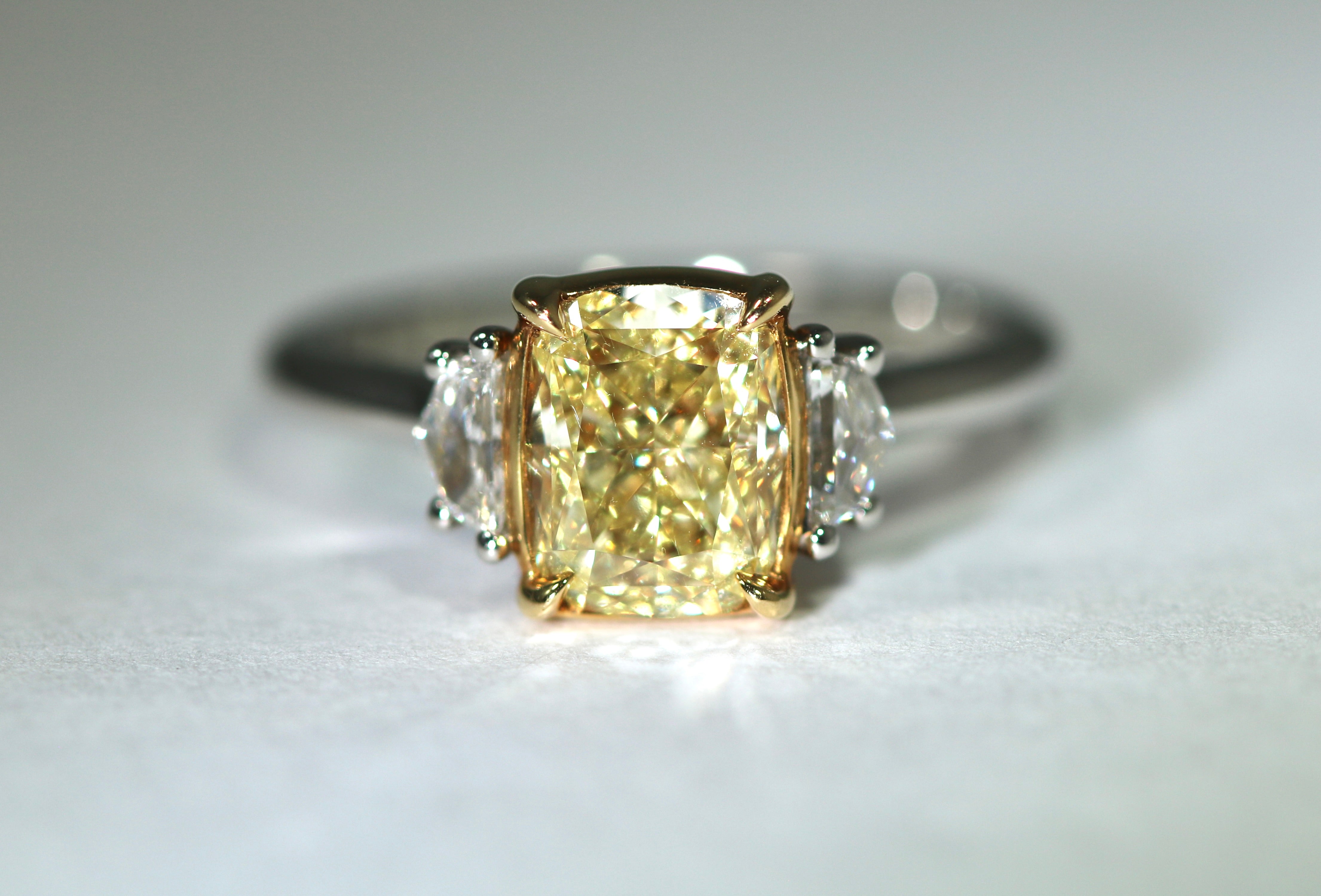 Fancy Yellow Diamond Three Stone