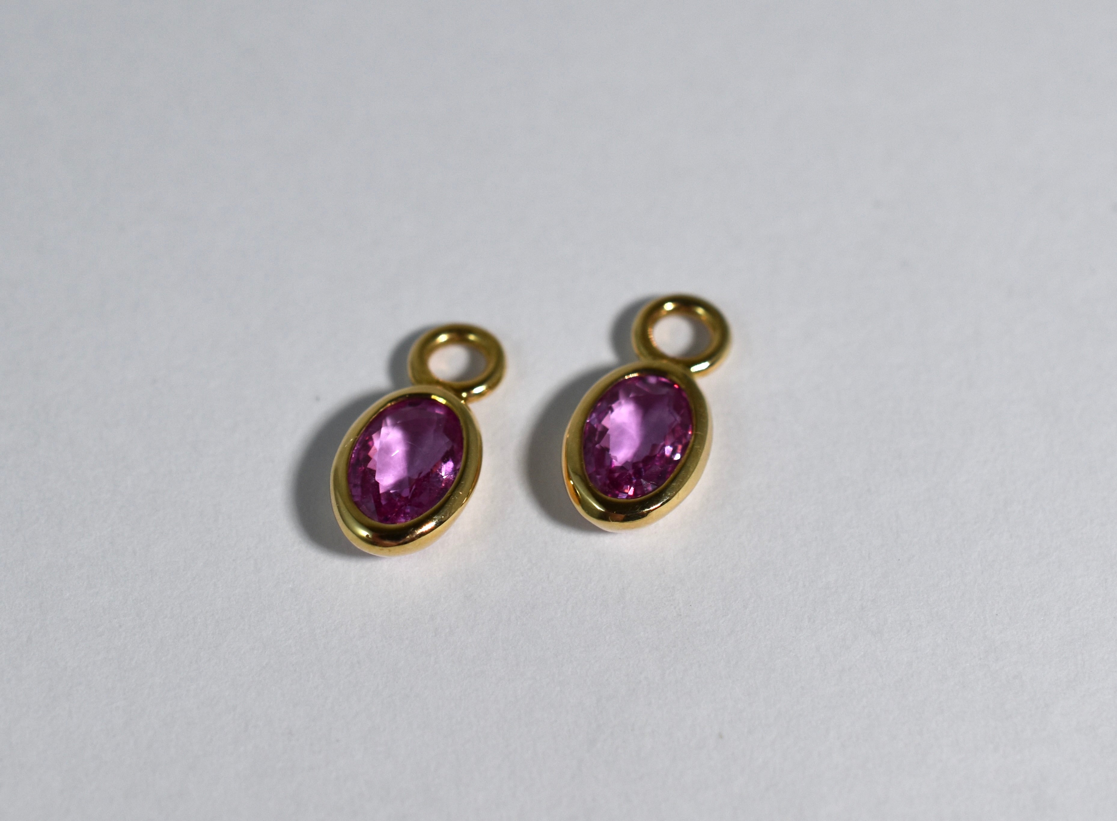 18 karat yellow gold pink sapphire drops