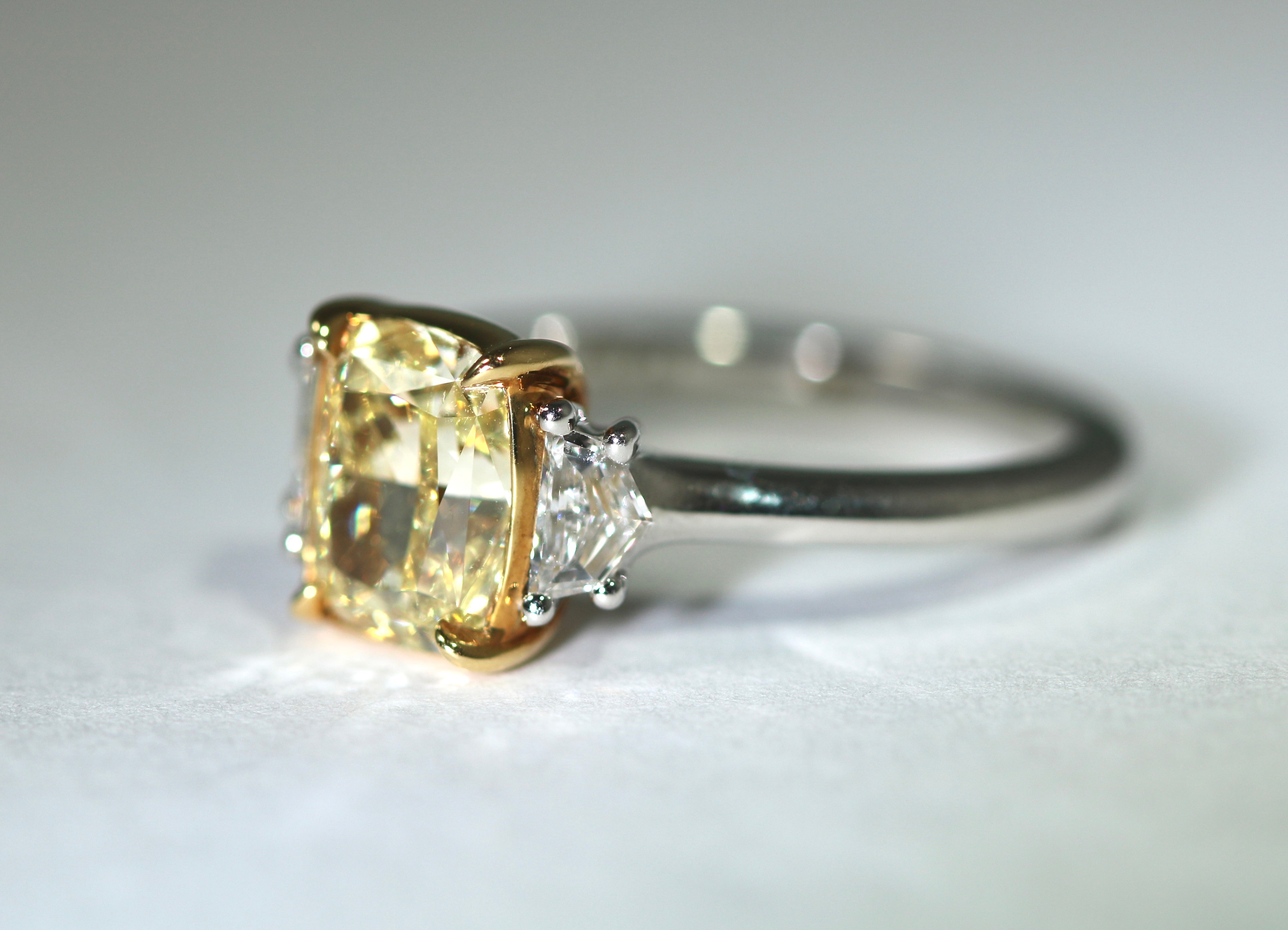 Fancy Yellow Diamond Three Stone