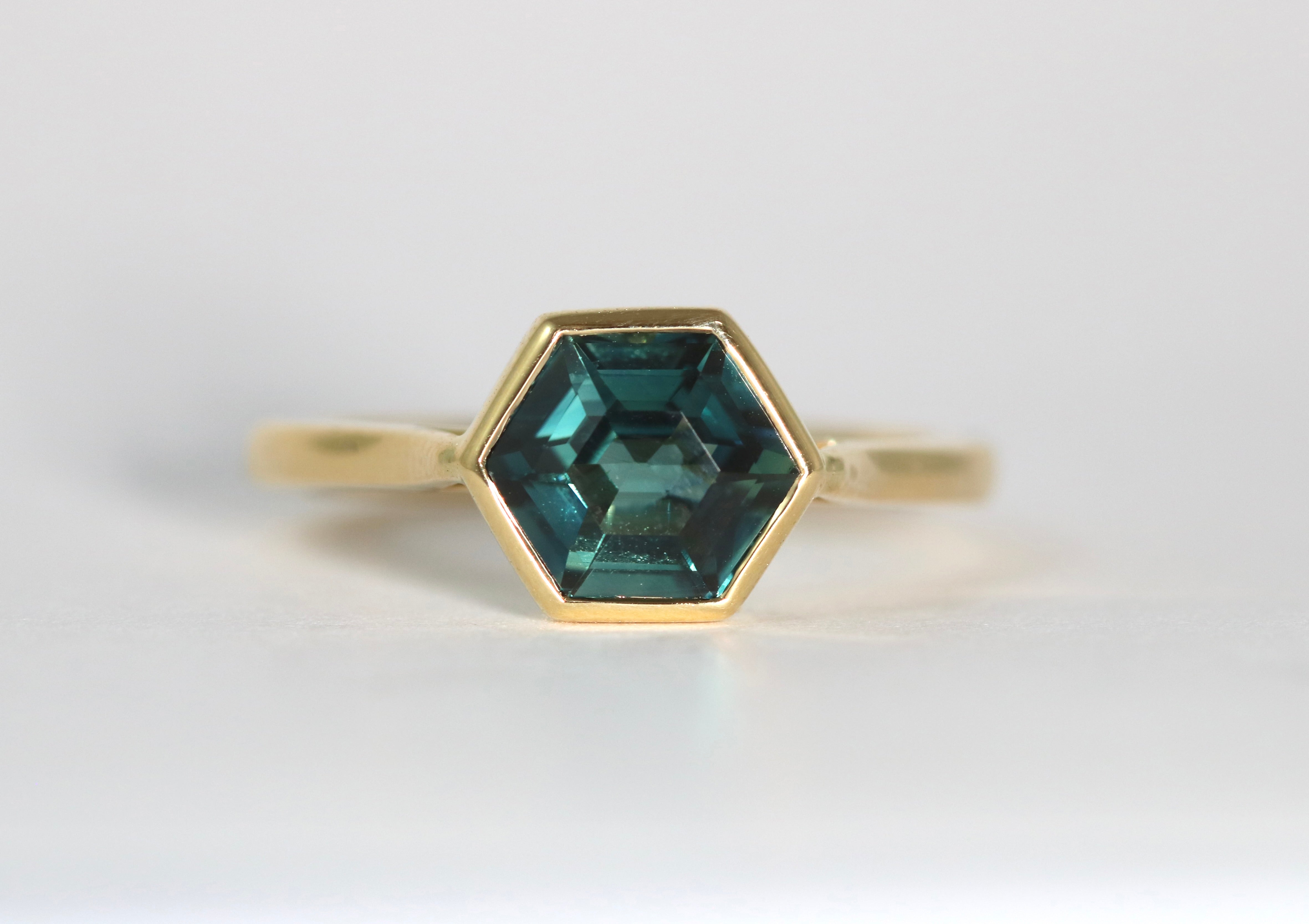 Blue Green Sapphire Ring