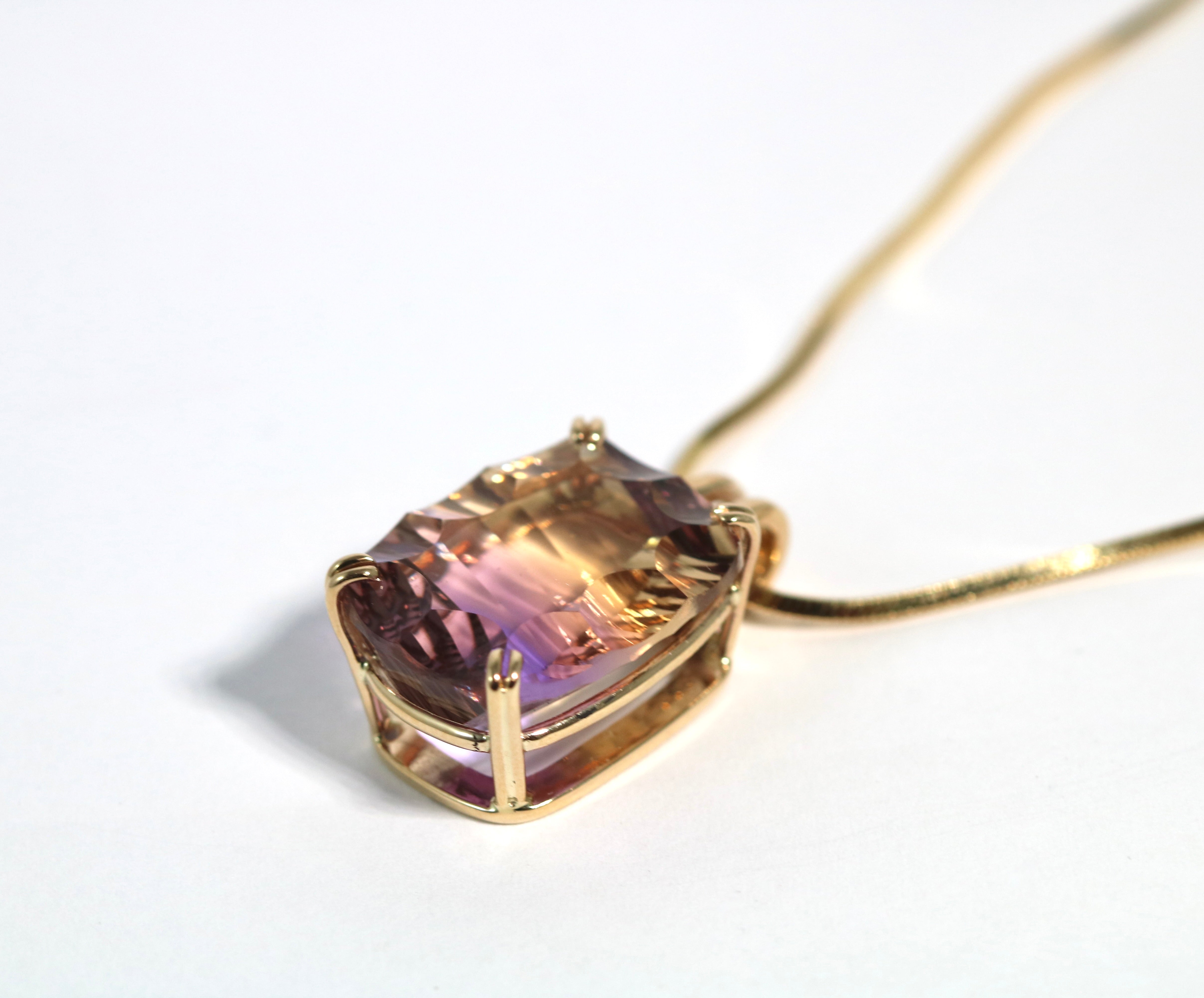 14 karat fantasy cut ametrine pendant