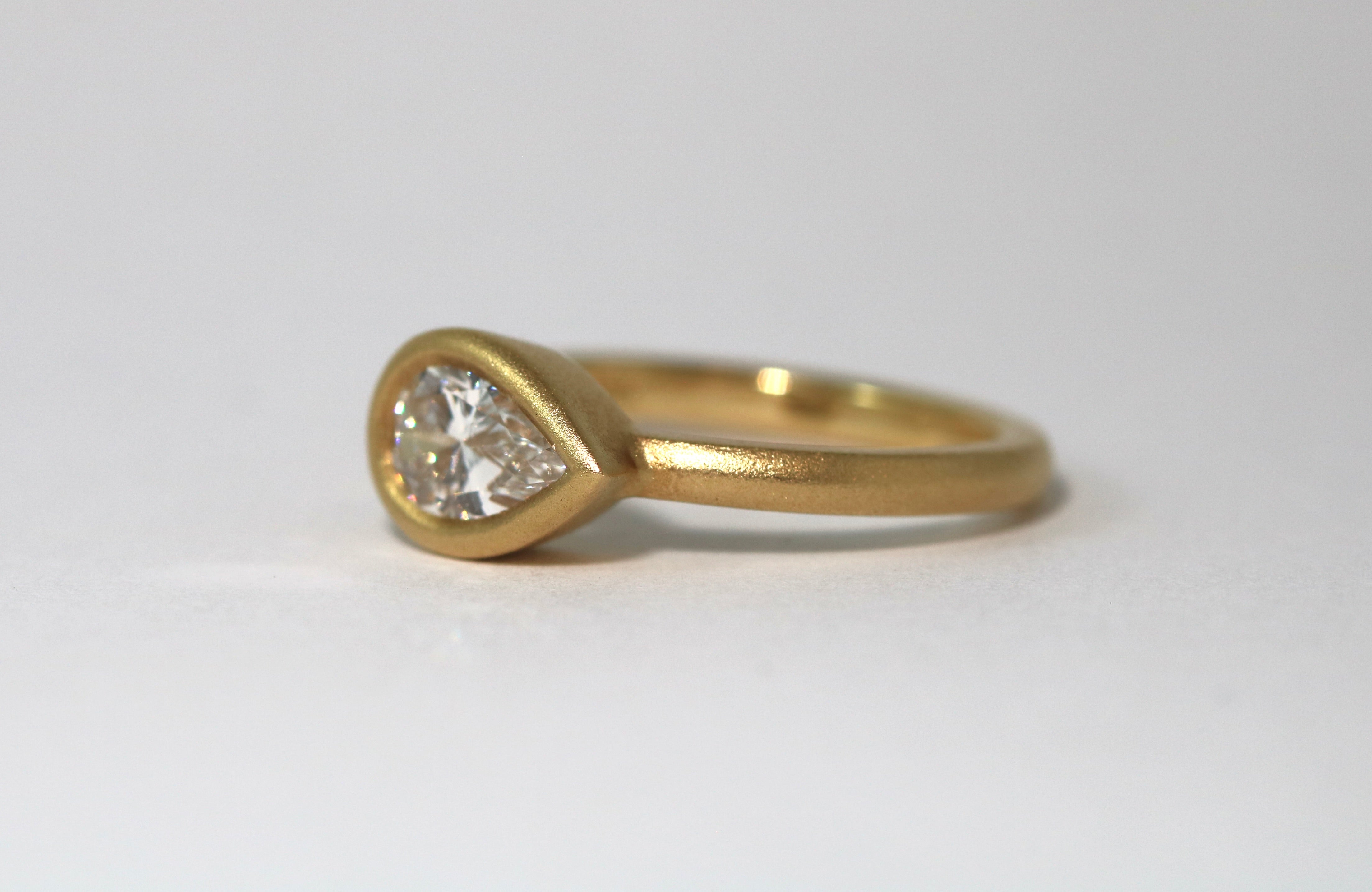 Brushed Gold Diamond Ring