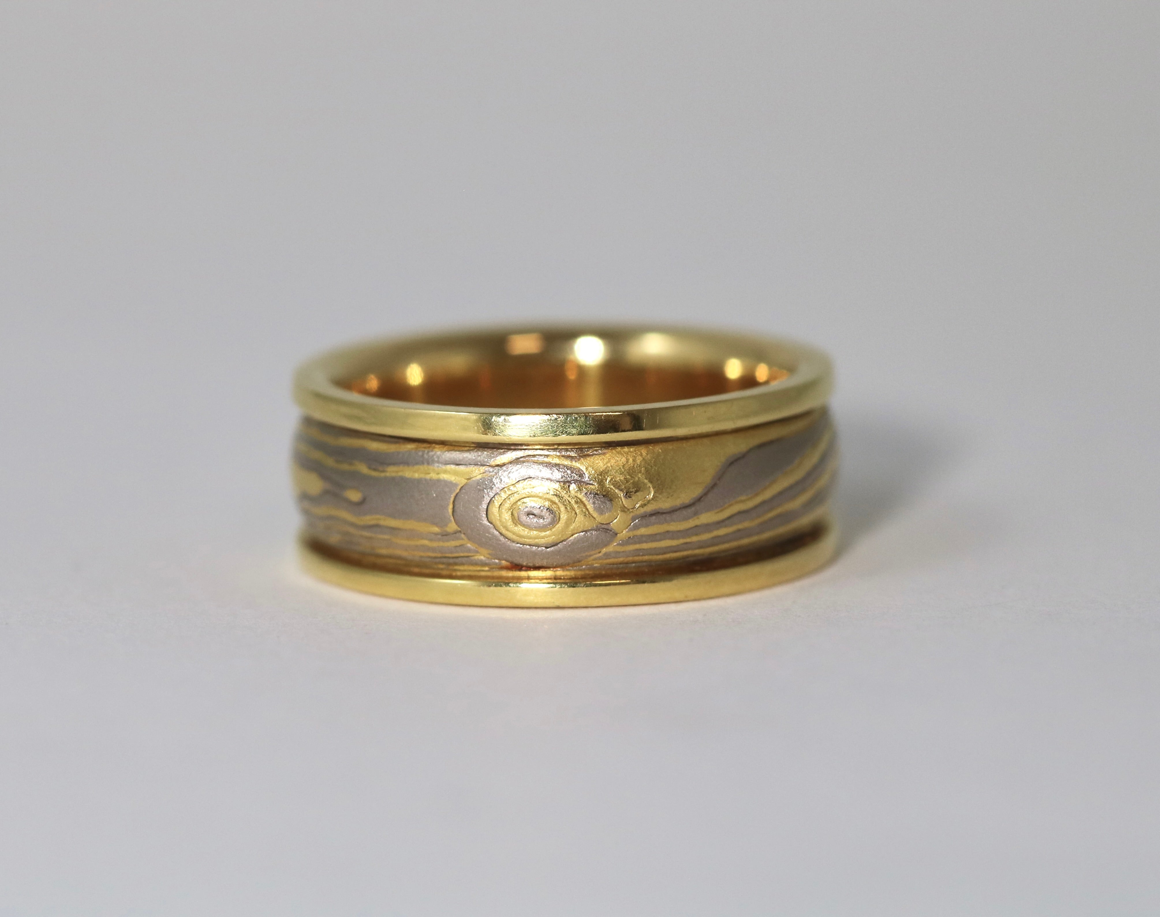 Mokume-Gane Wedding Band With Rims
