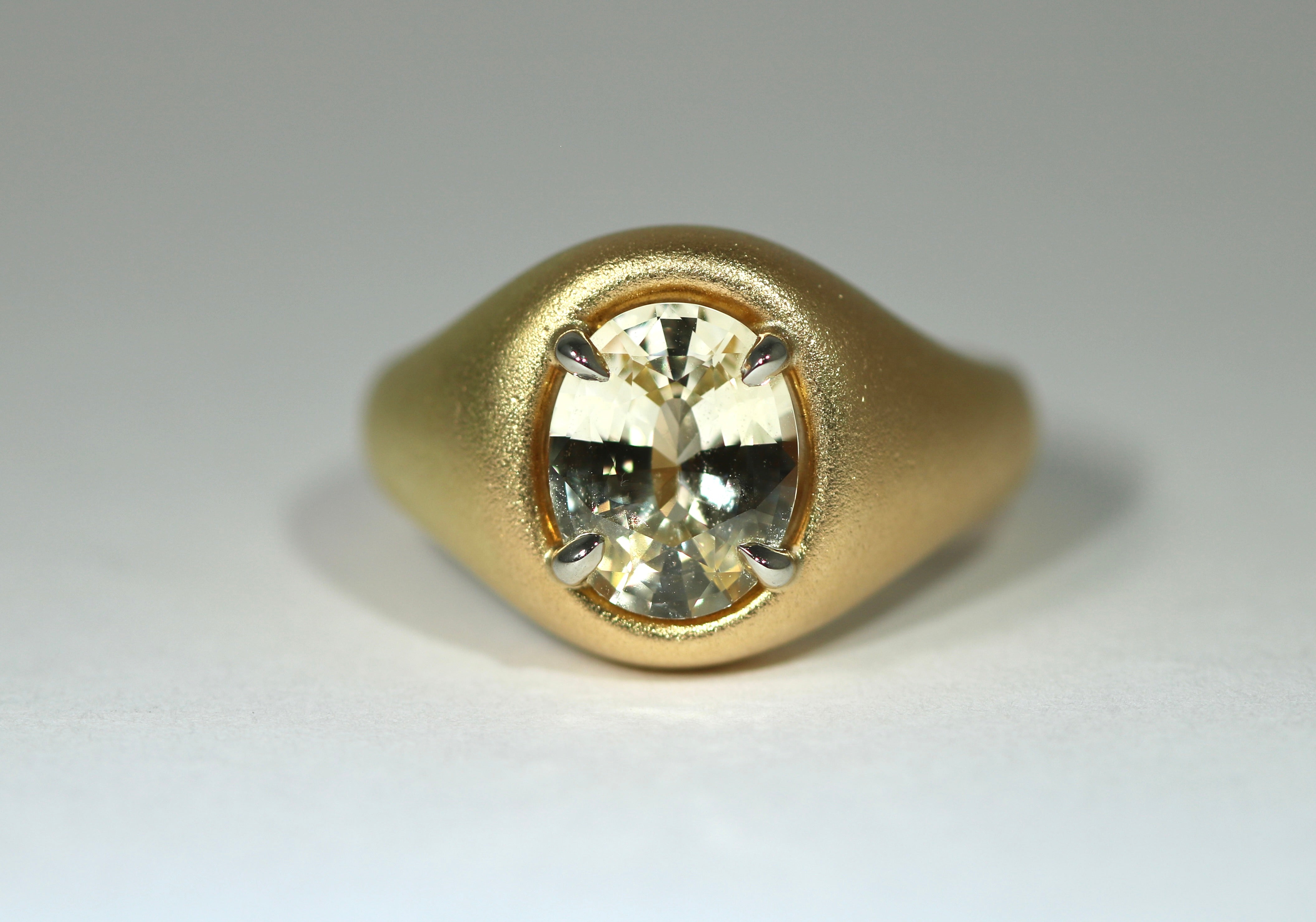 Yellow Sapphire Brushed Gold Ring