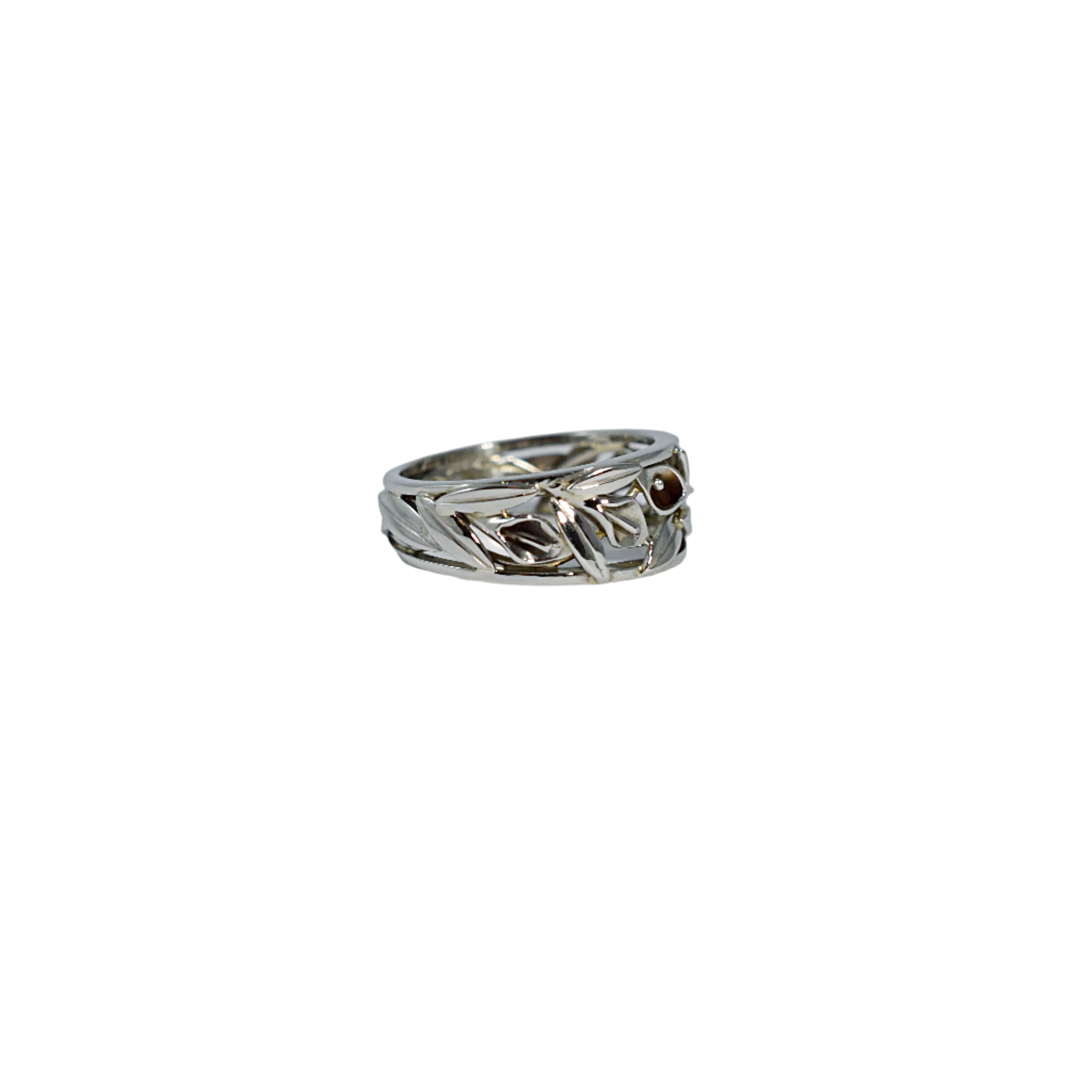 All White Tapered Calla Lily Ring