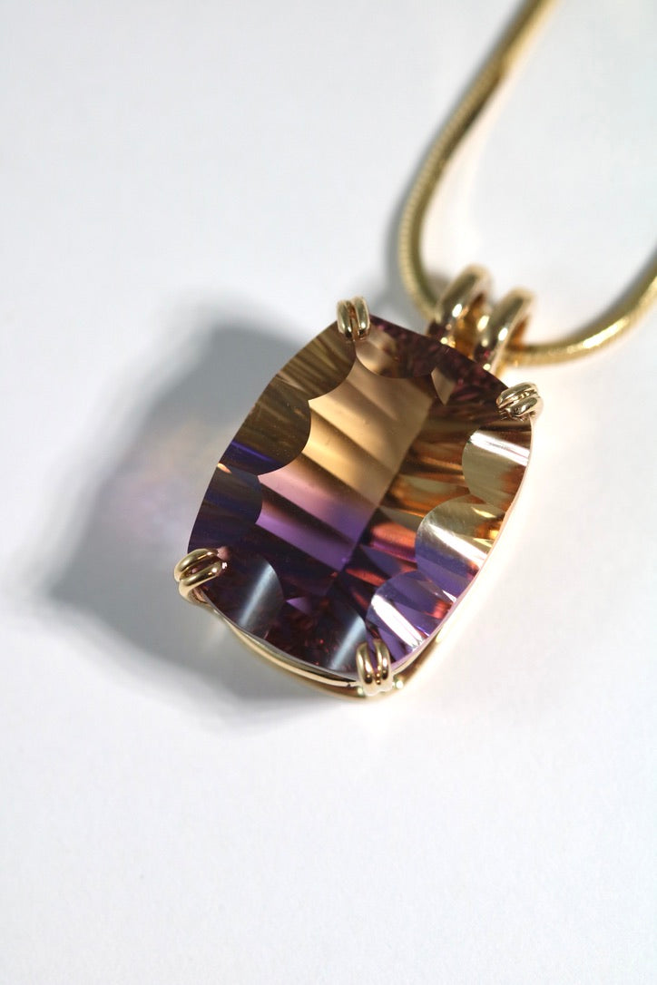 14 karat fantasy cut ametrine pendant