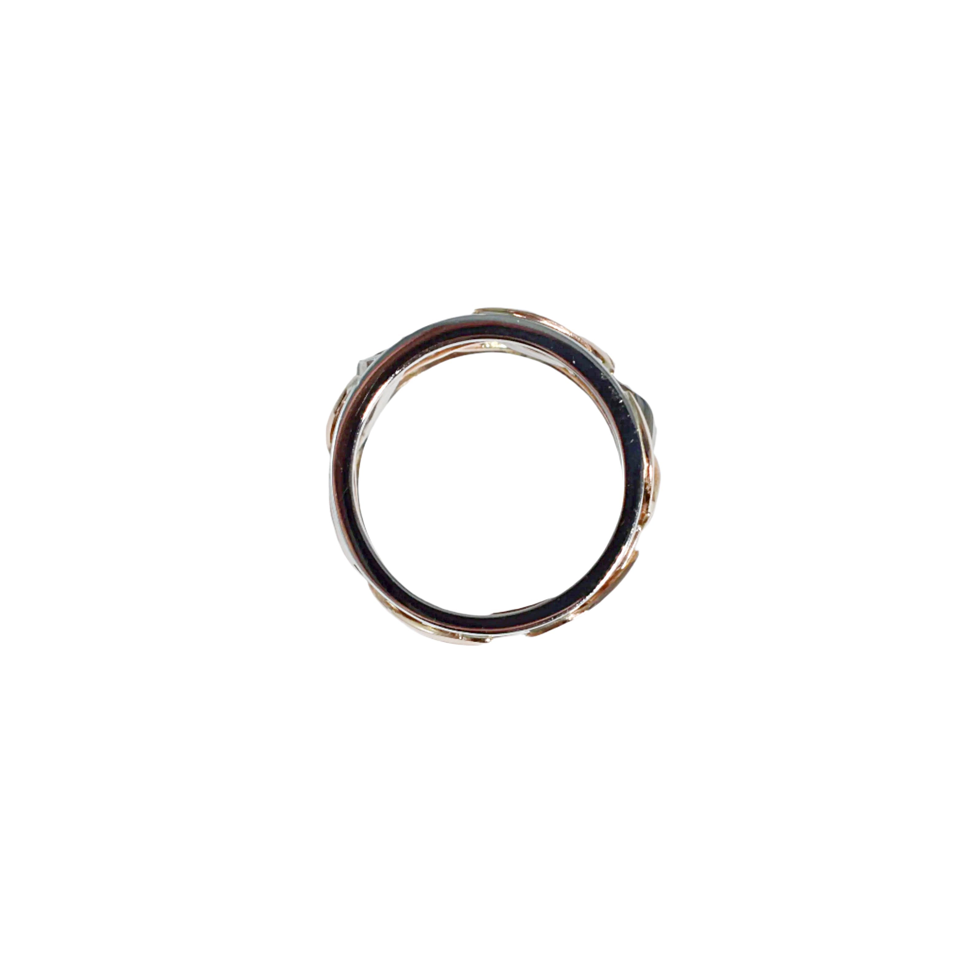 White and Red Gold Wide Tapered Calla Lily Ring