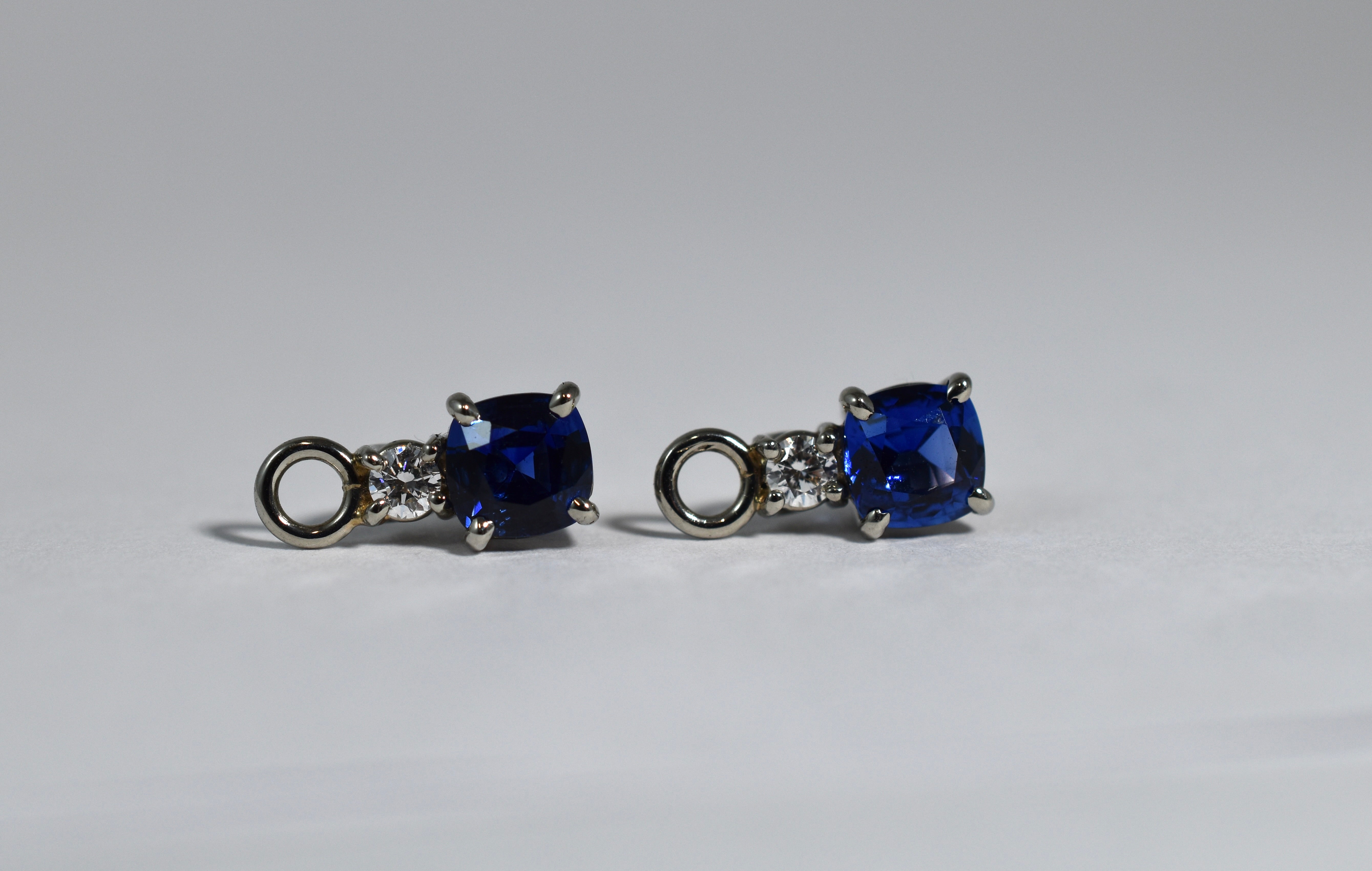 19 karat white gold blue sapphire and diamond drops