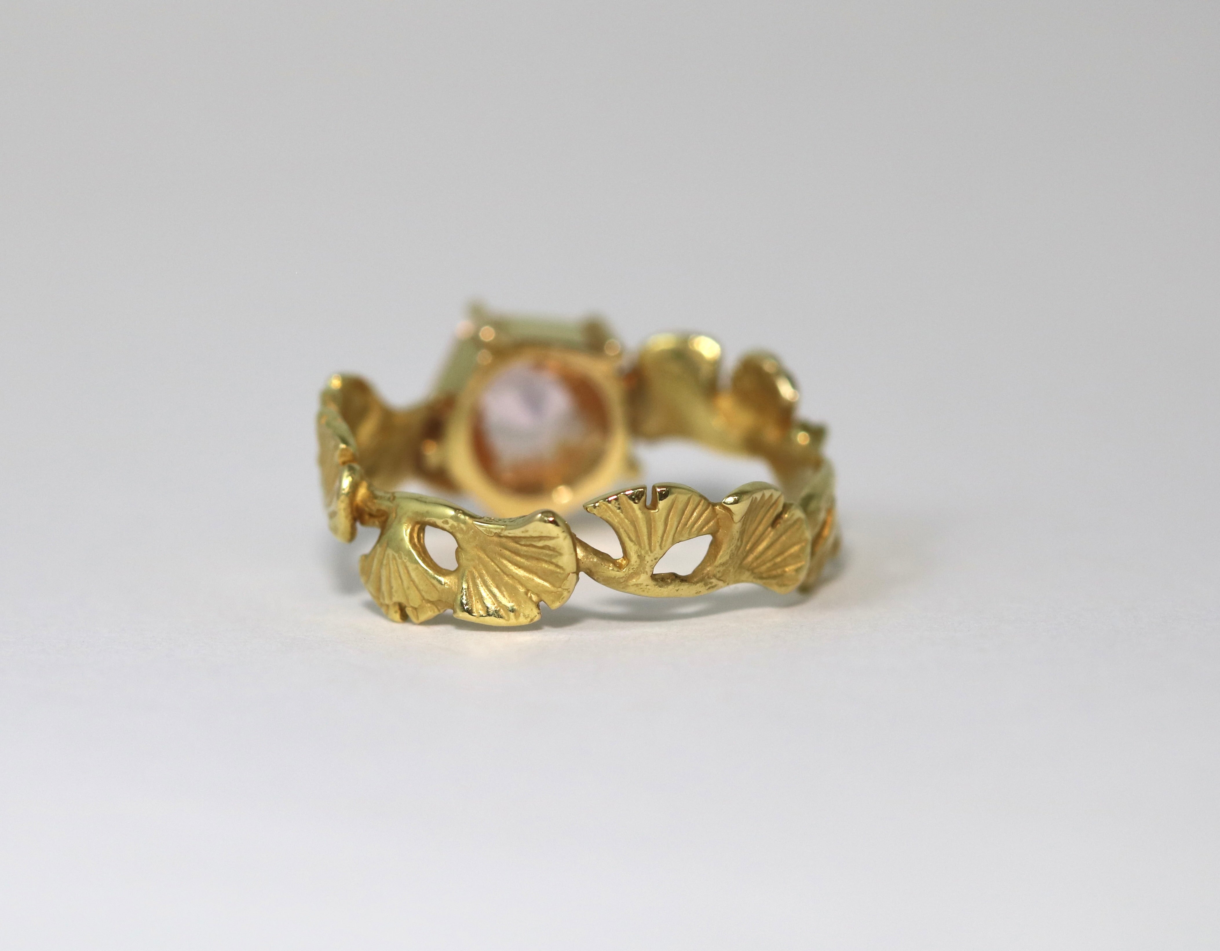 Pink Sapphire Gingko Ring