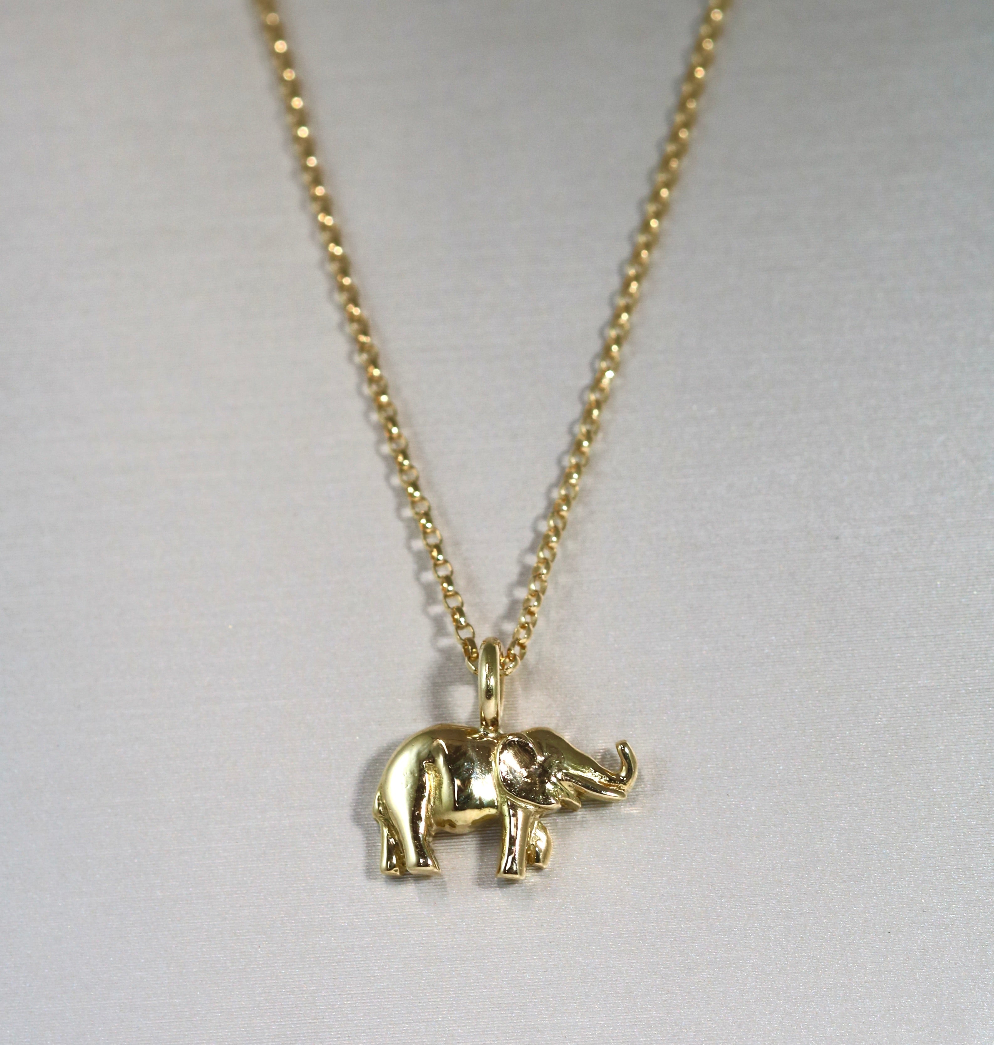 18 karat yellow gold baby elephant pendant