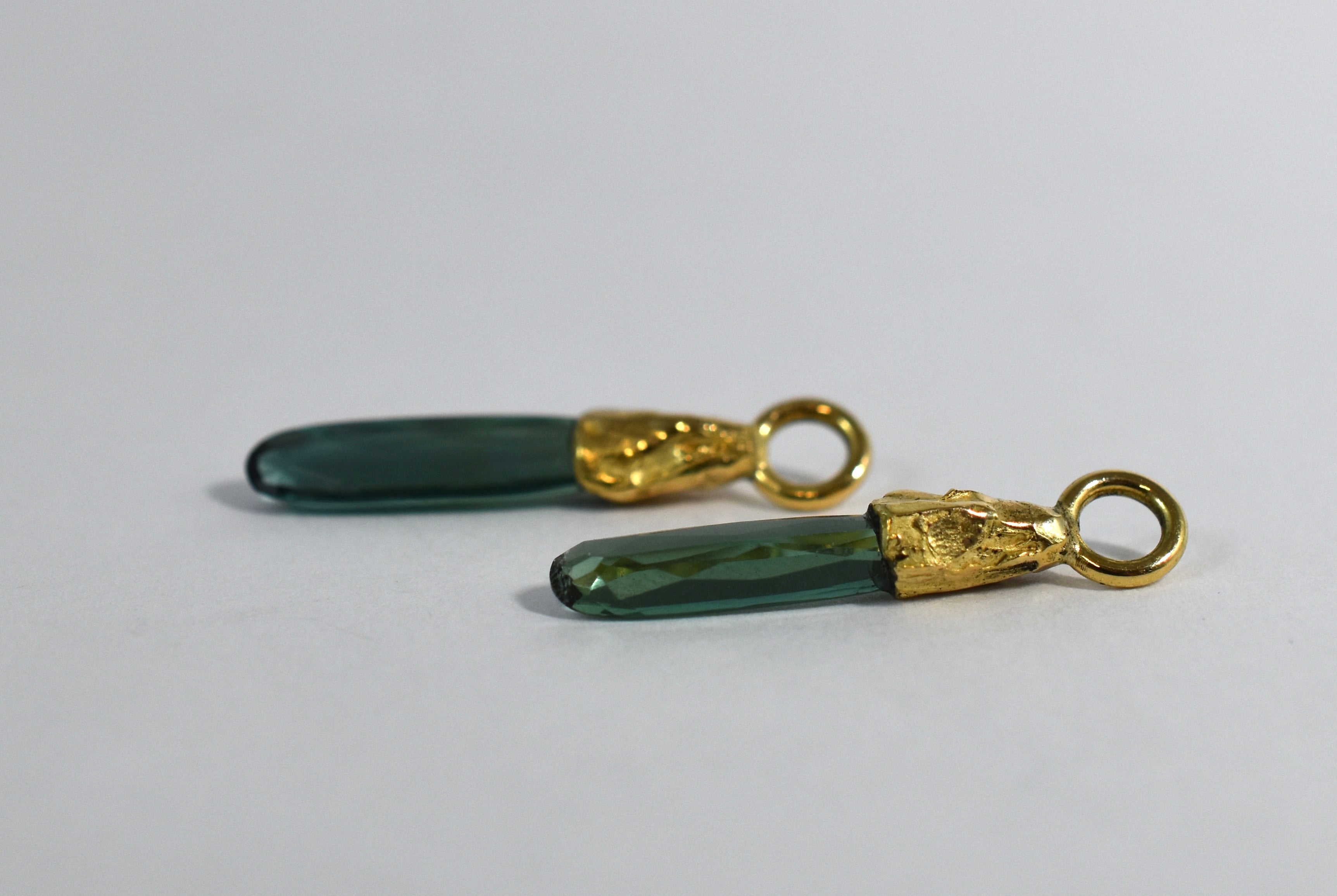 18 karat yellow gold green tourmaline drops
