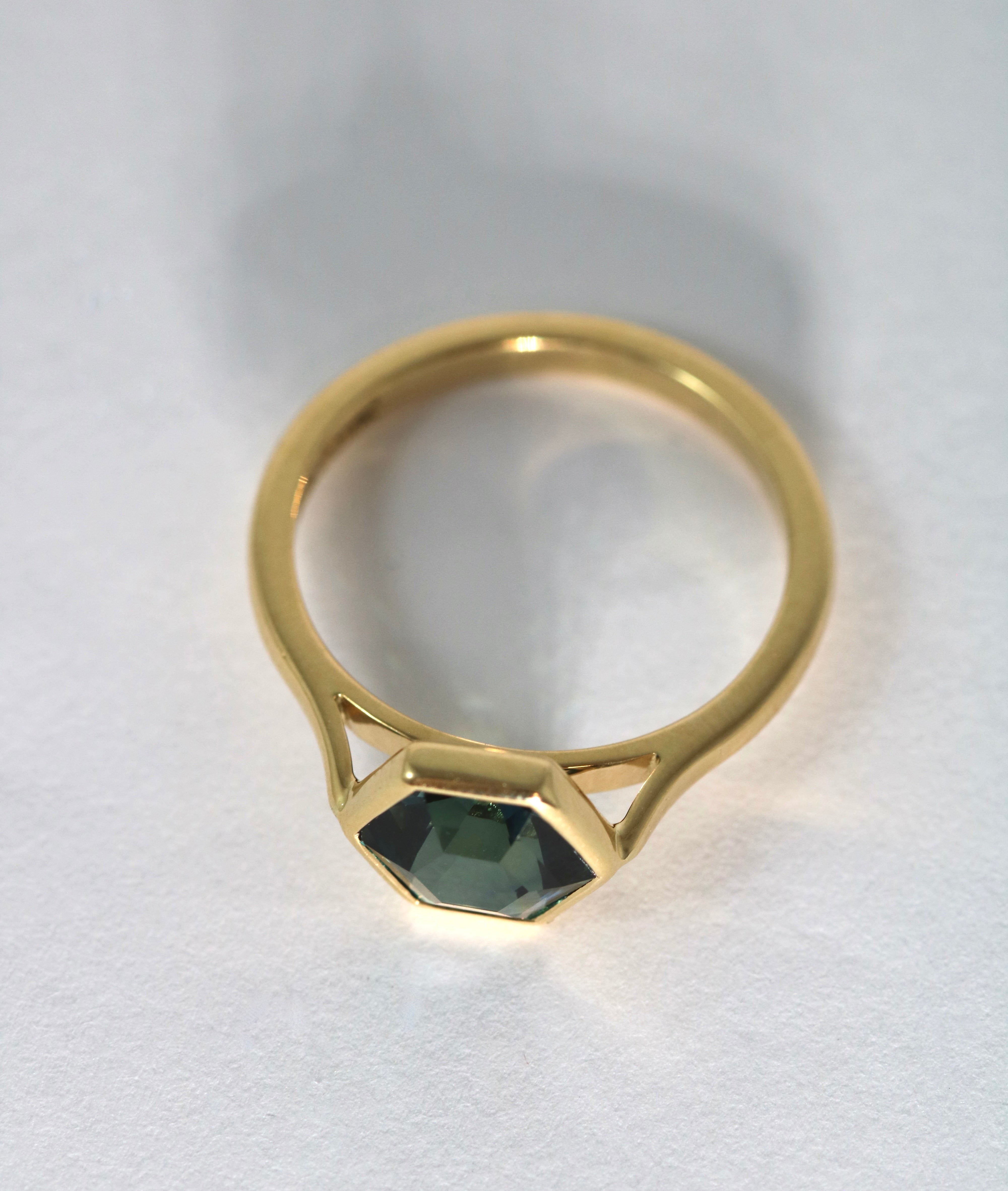 Blue Green Sapphire Ring