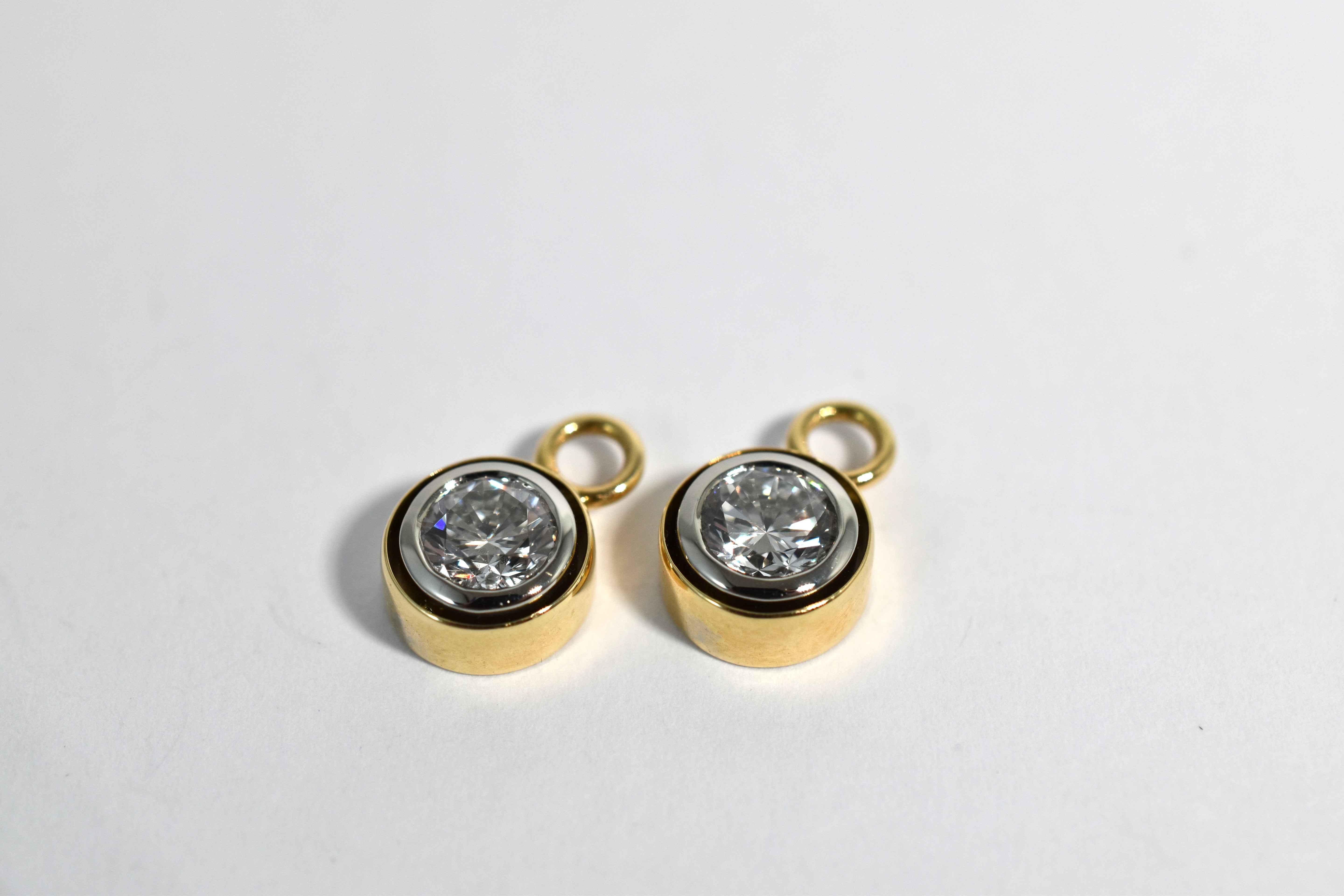 18 karat yellow and 19 karat white gold diamond drops