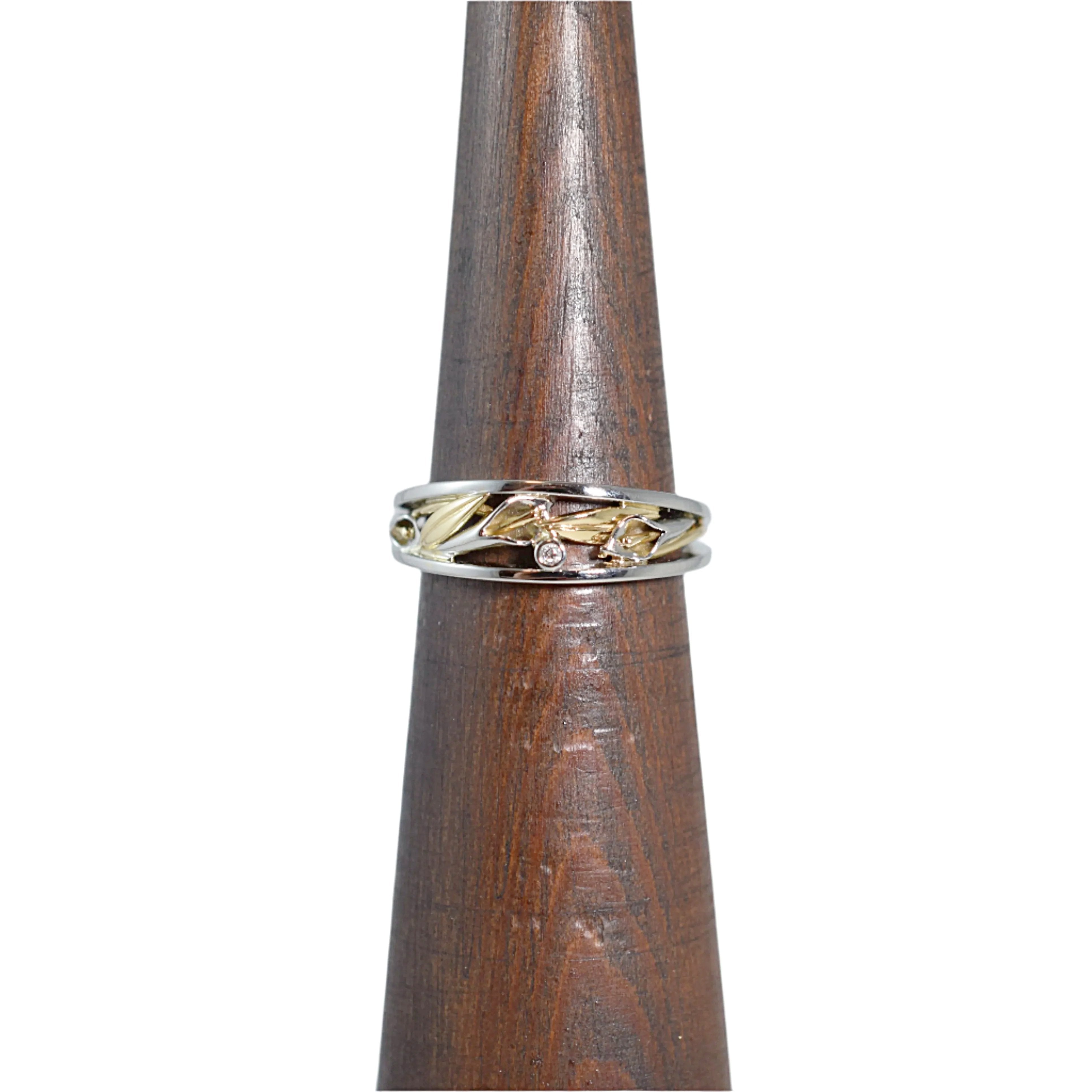 Tiny Tapered Calla Lily Ring with Diamond