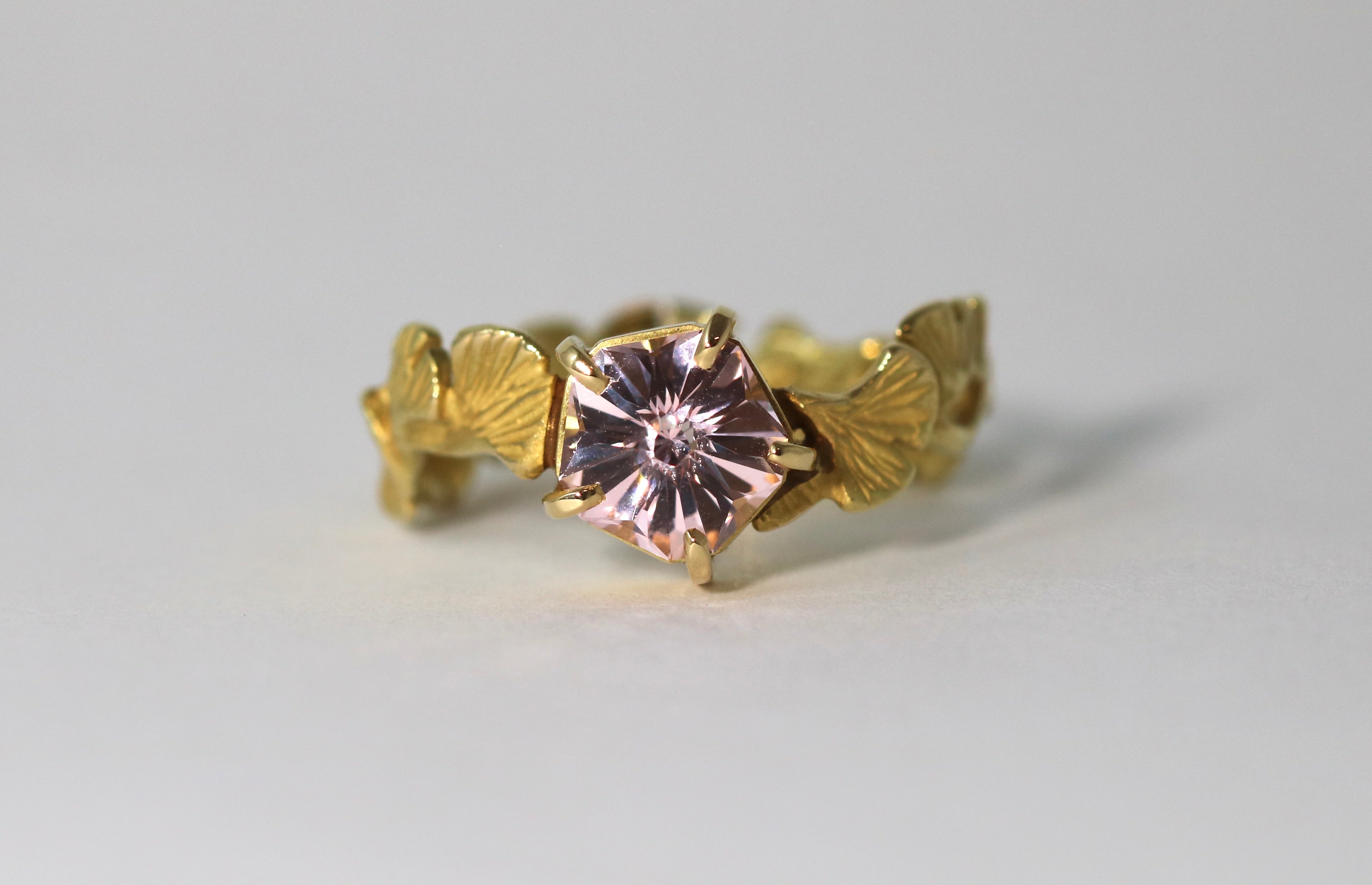 Pink Sapphire Gingko Ring