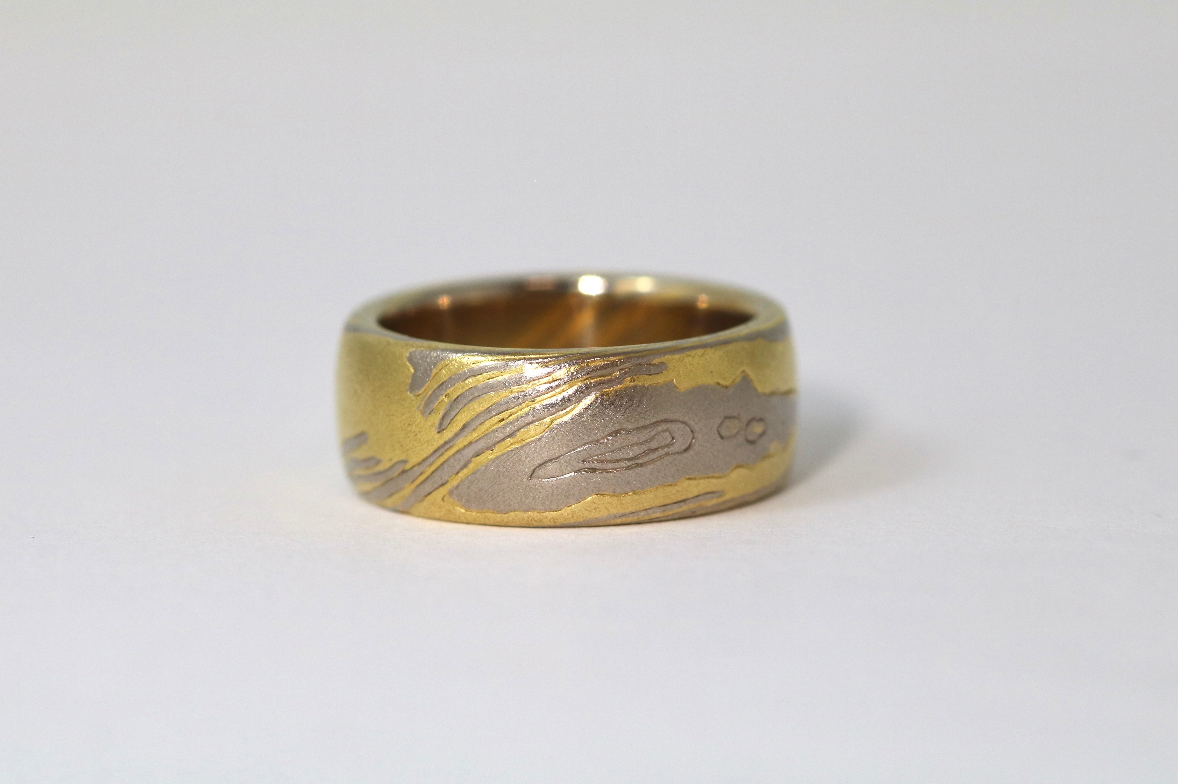 Mokume-Gane Wide Wedding Band