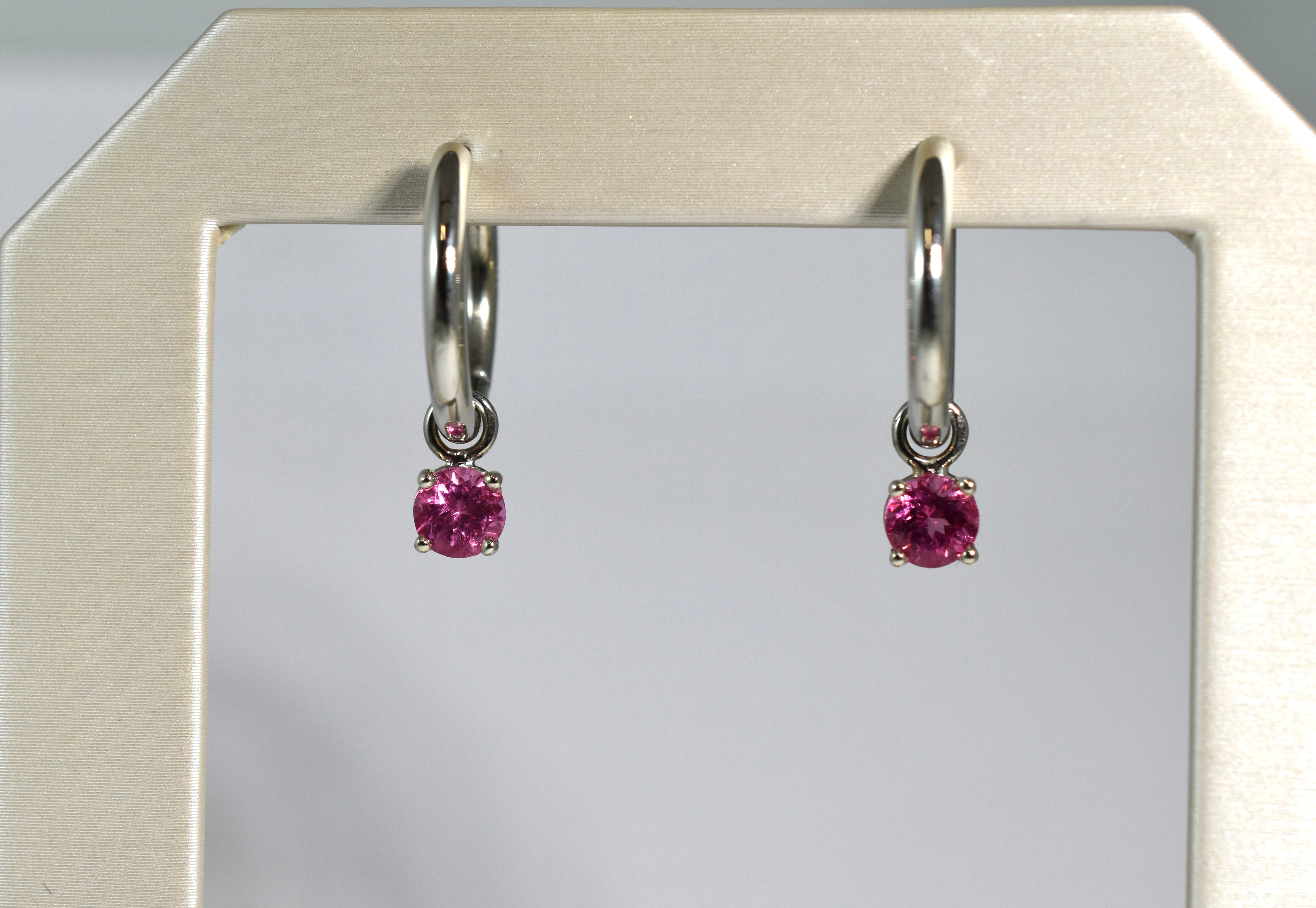 18 karat white gold pink spinel drops