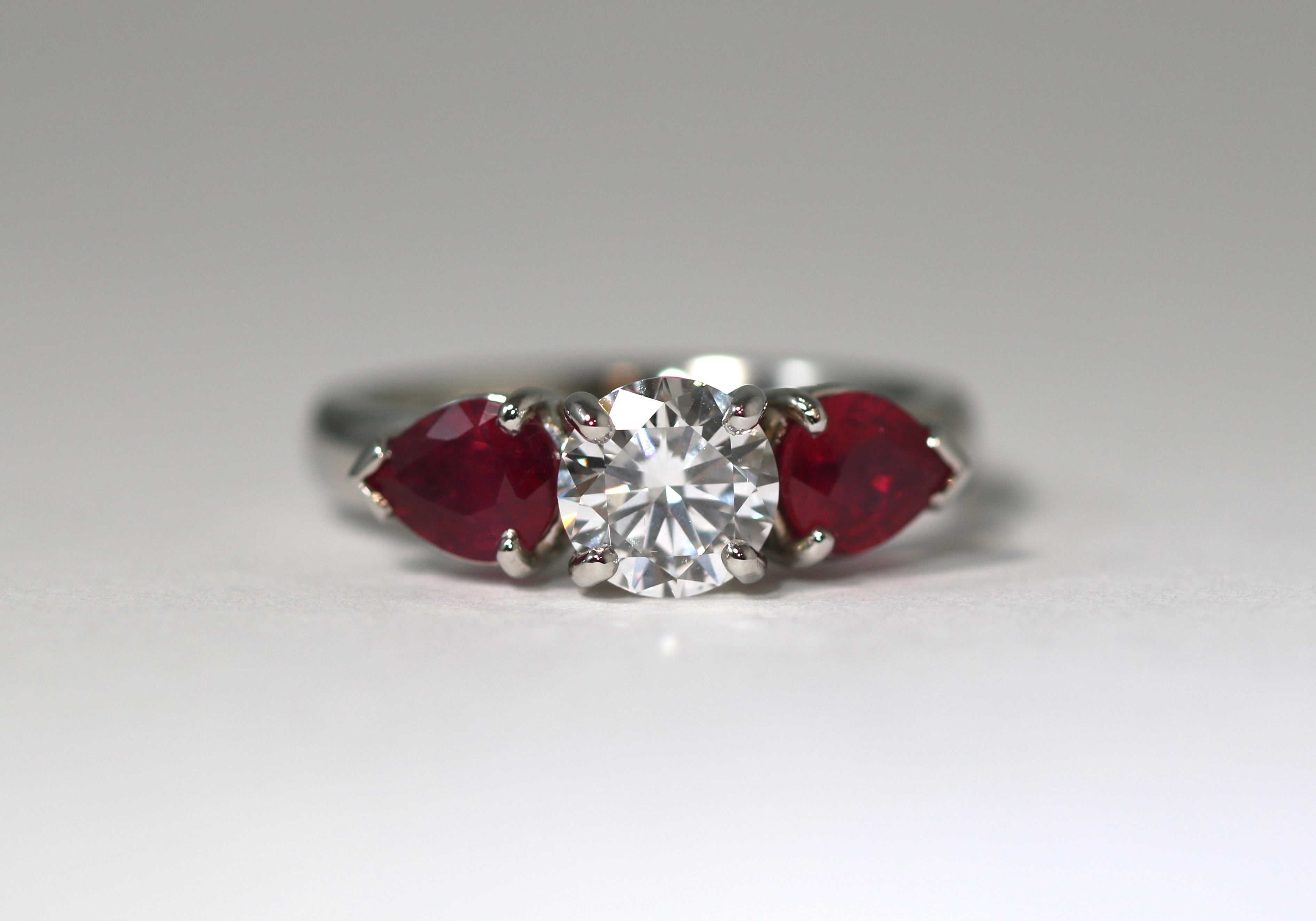 Platinum Lab Grown Diamond and Natural Ruby Ring