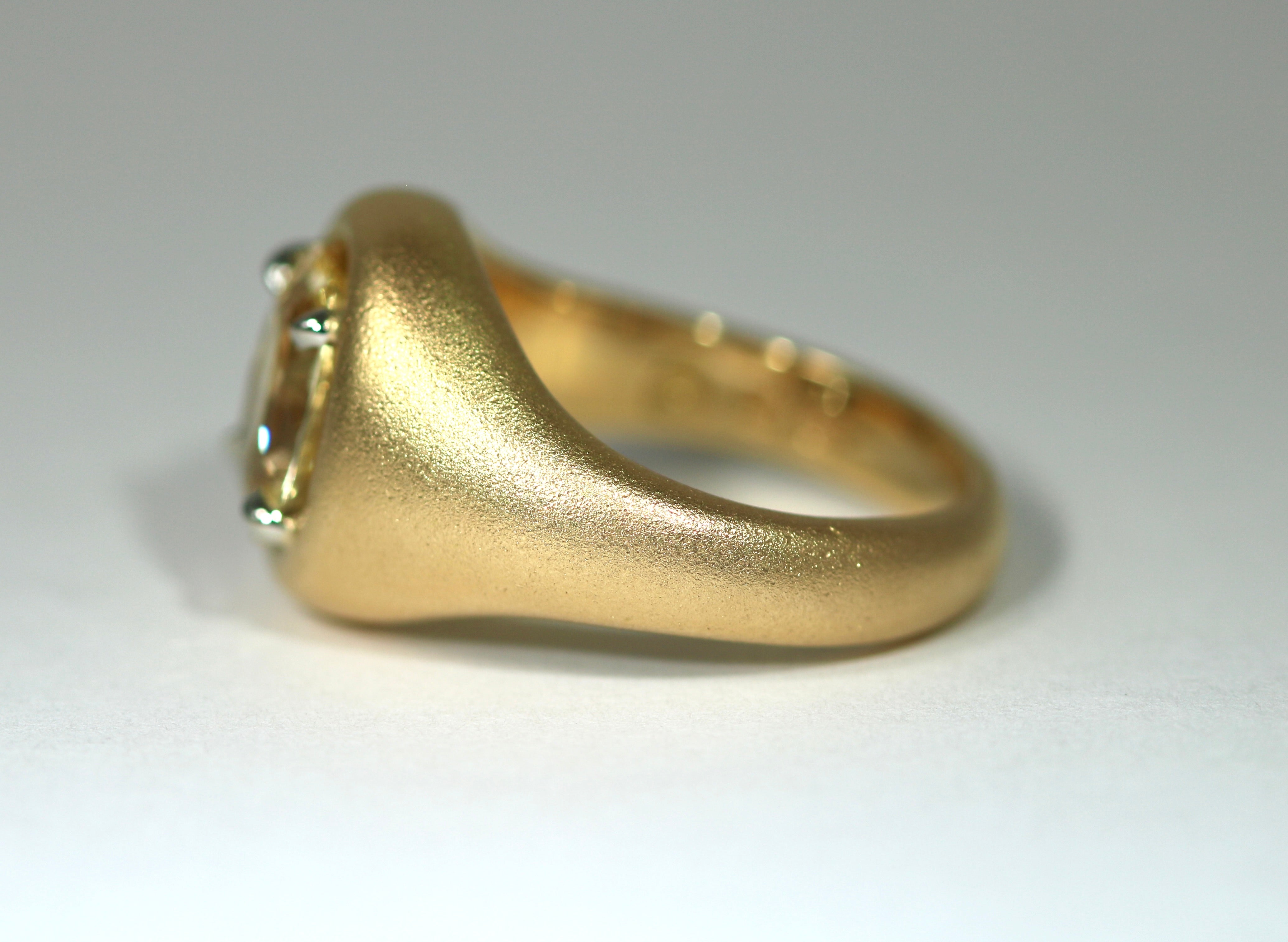 Yellow Sapphire Brushed Gold Ring