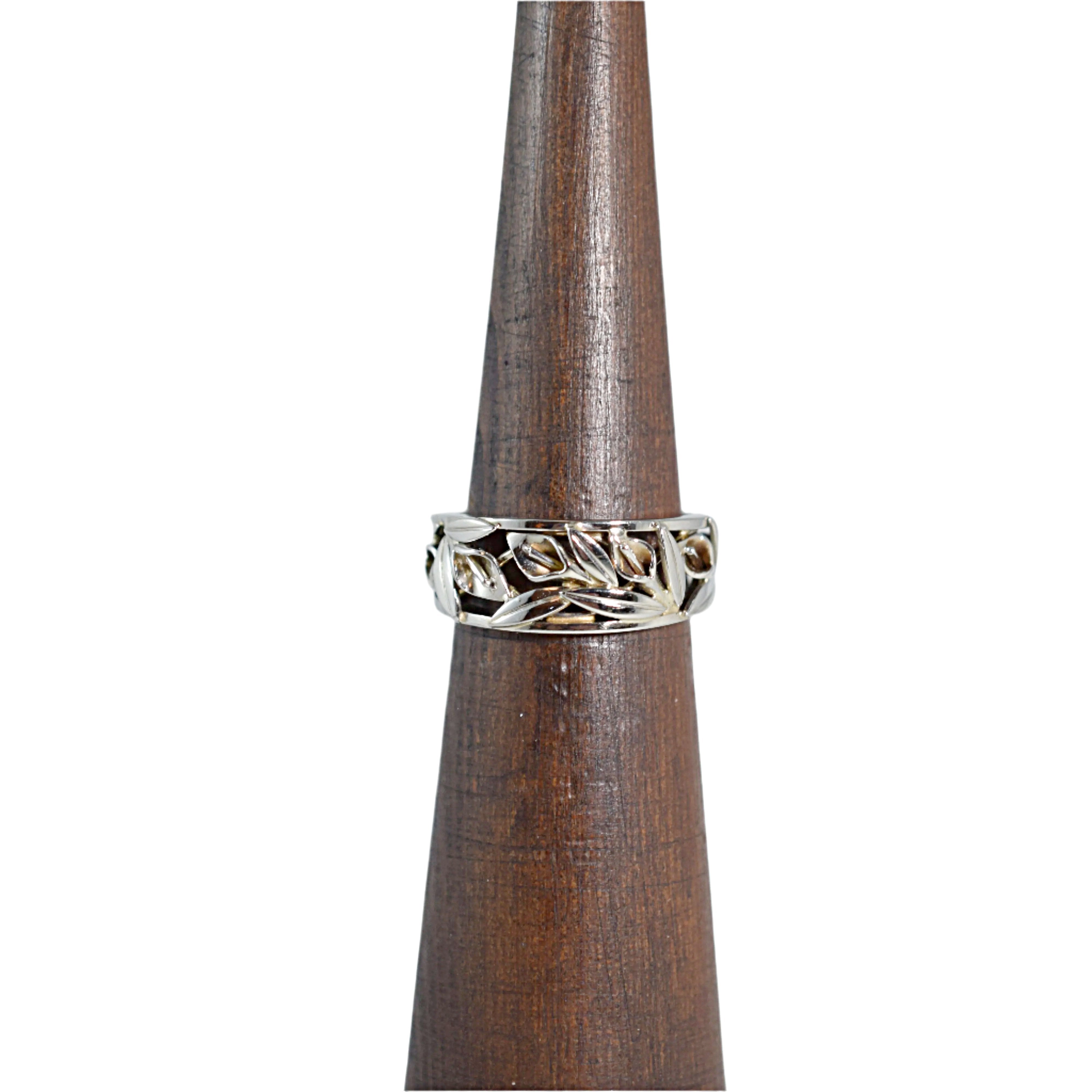 All White Tapered Calla Lily Ring