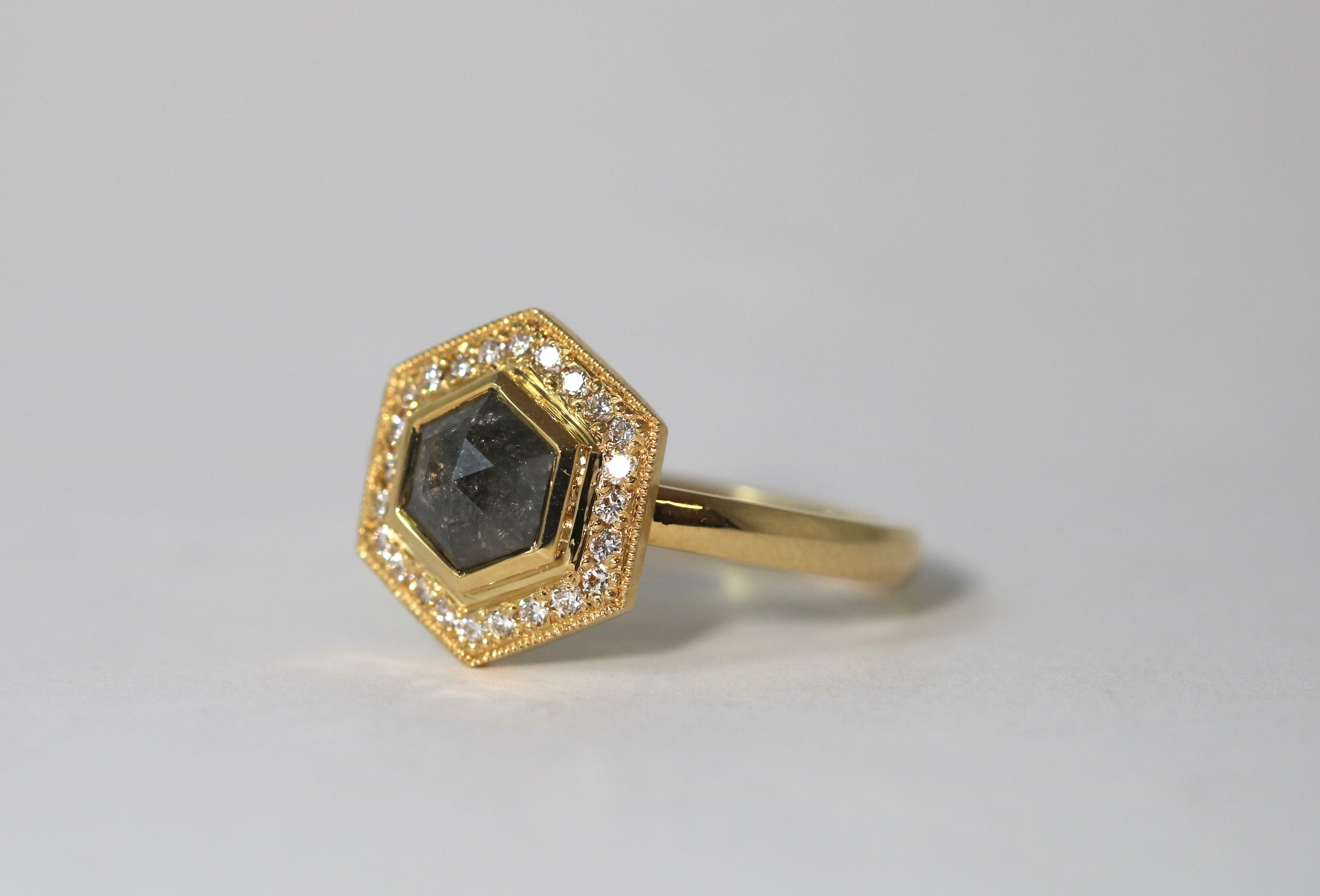 Salt & Pepper Diamond Ring
