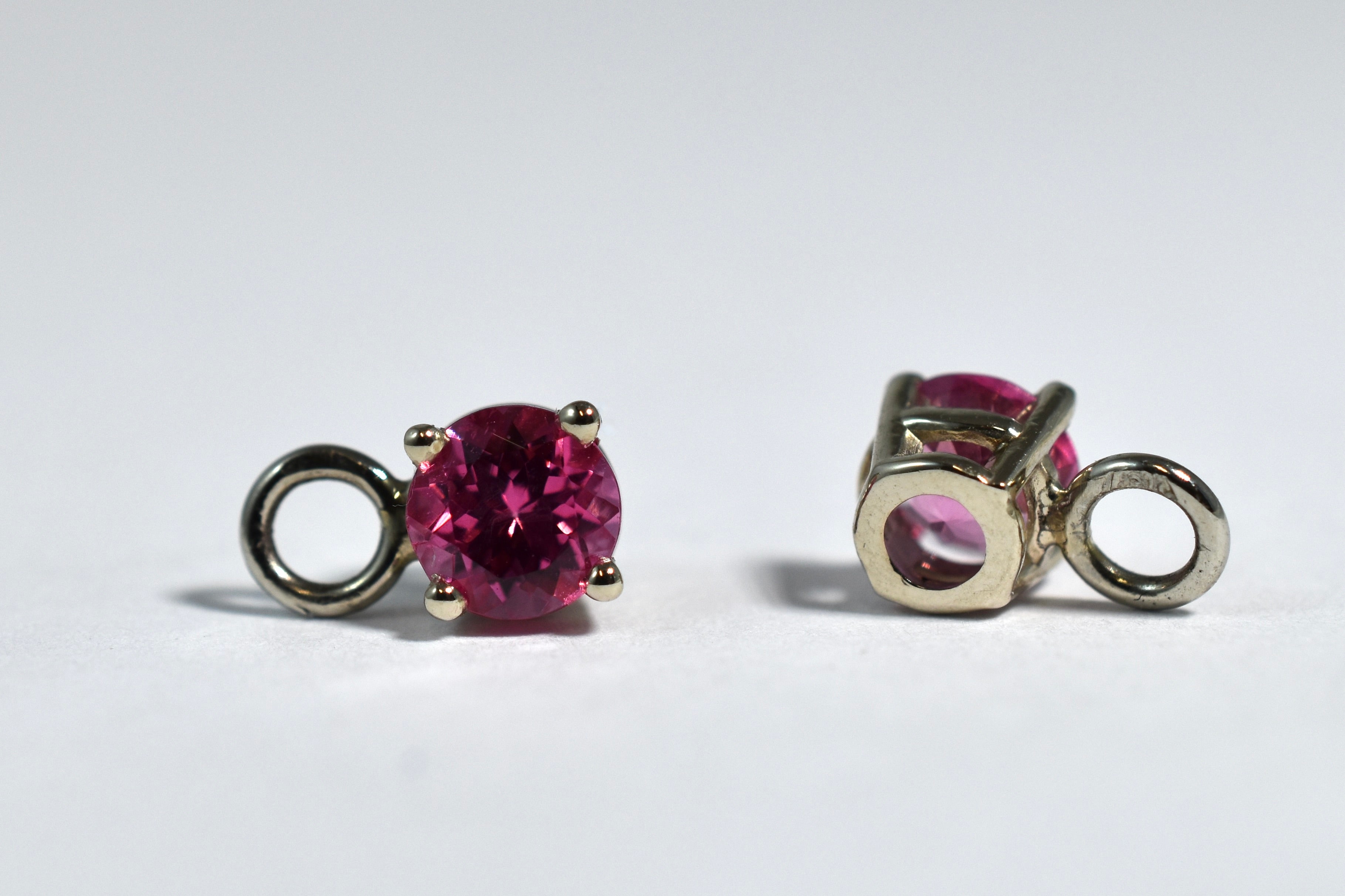 18 karat white gold pink spinel drops