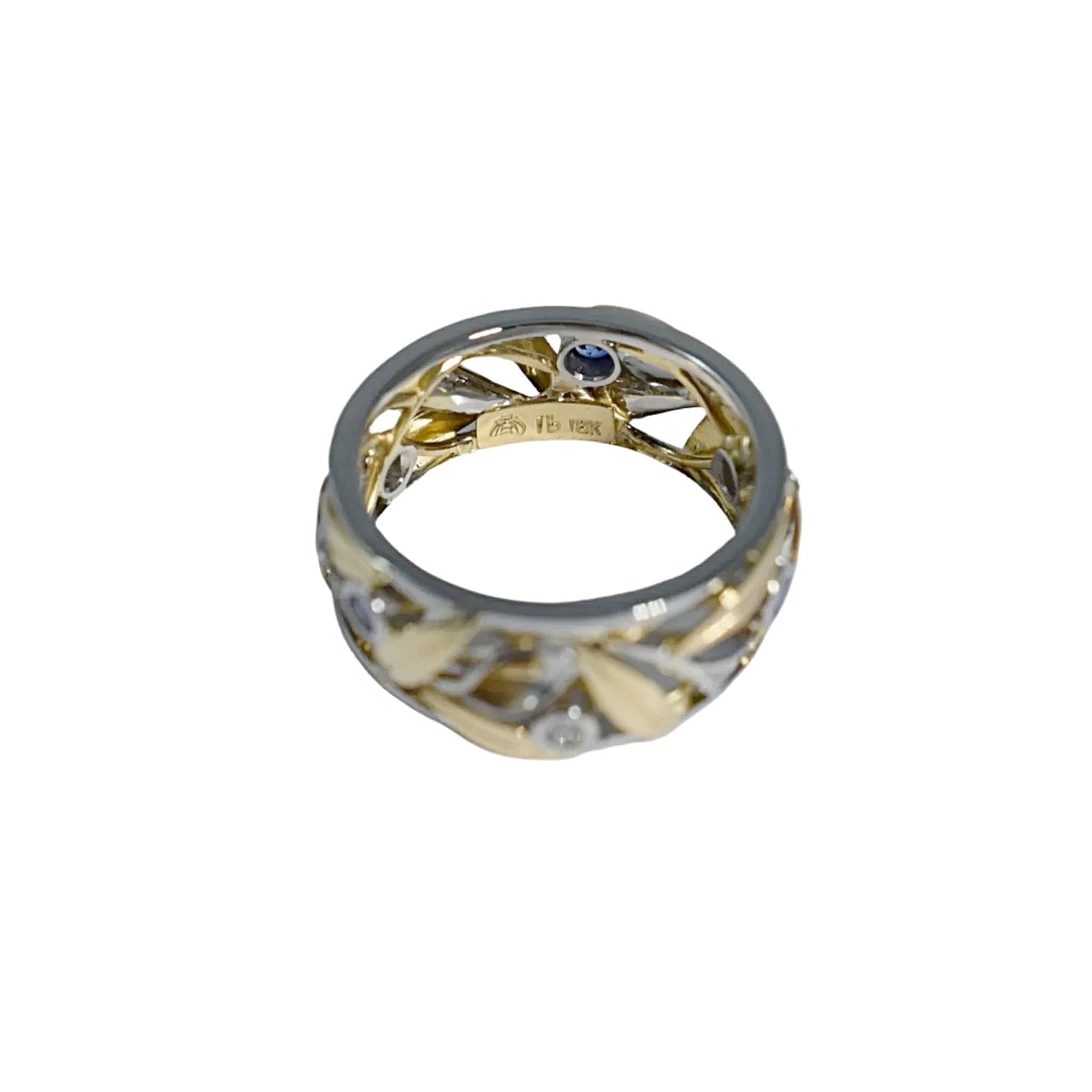 Straight Calla Lily Ring with Diamonds & Sapphires