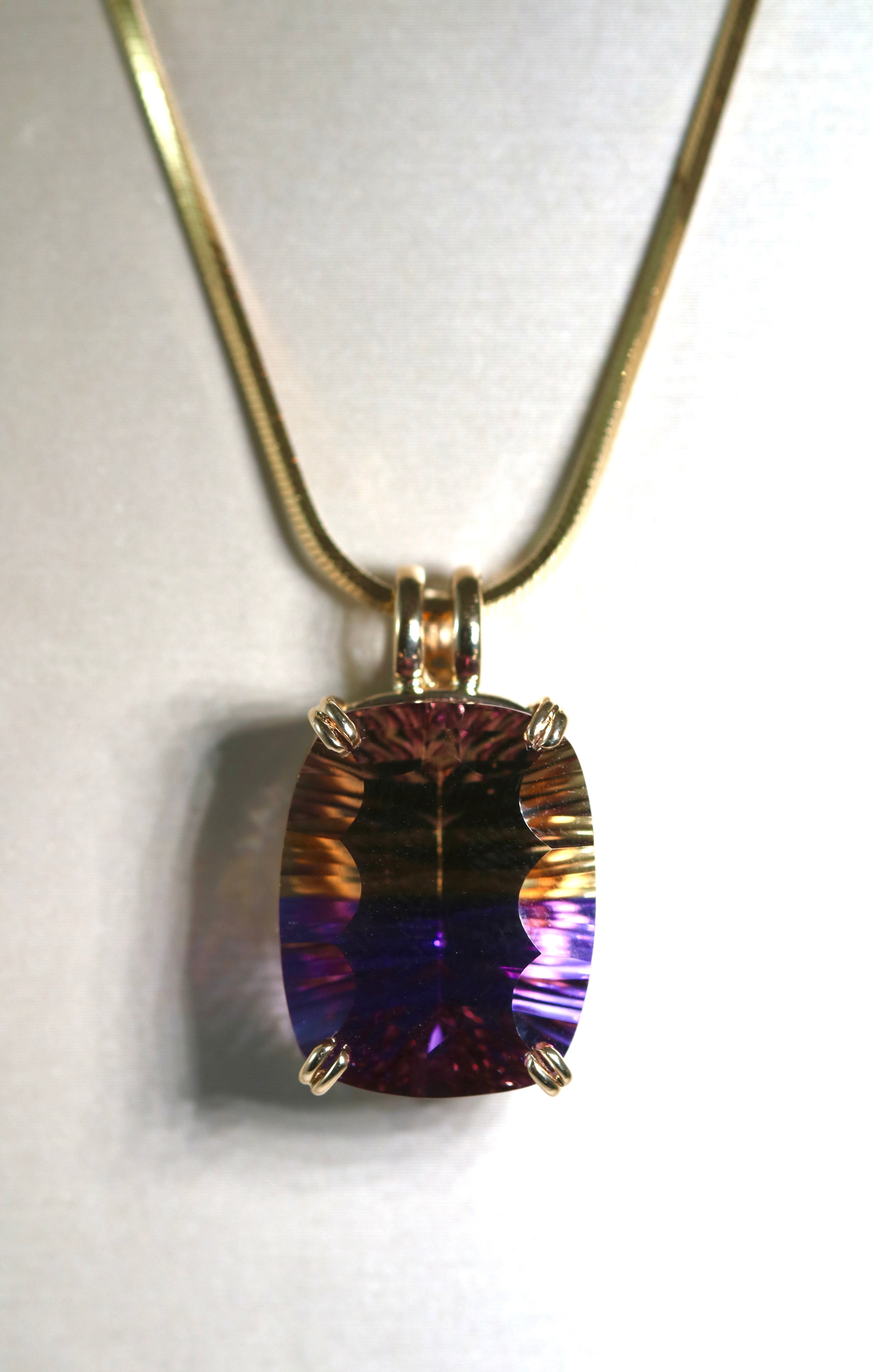 14 karat fantasy cut ametrine pendant