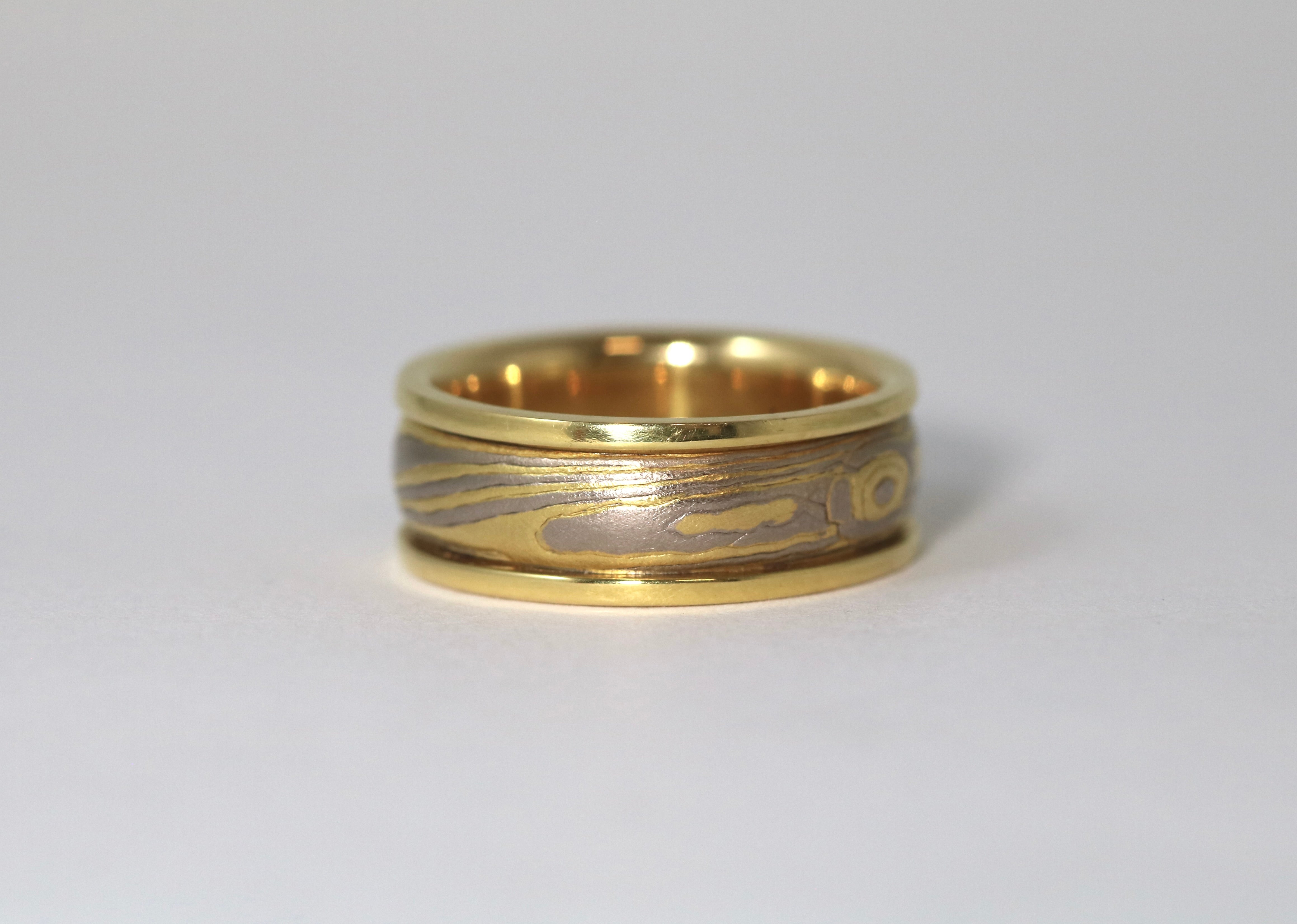 Mokume-Gane Wedding Band With Rims