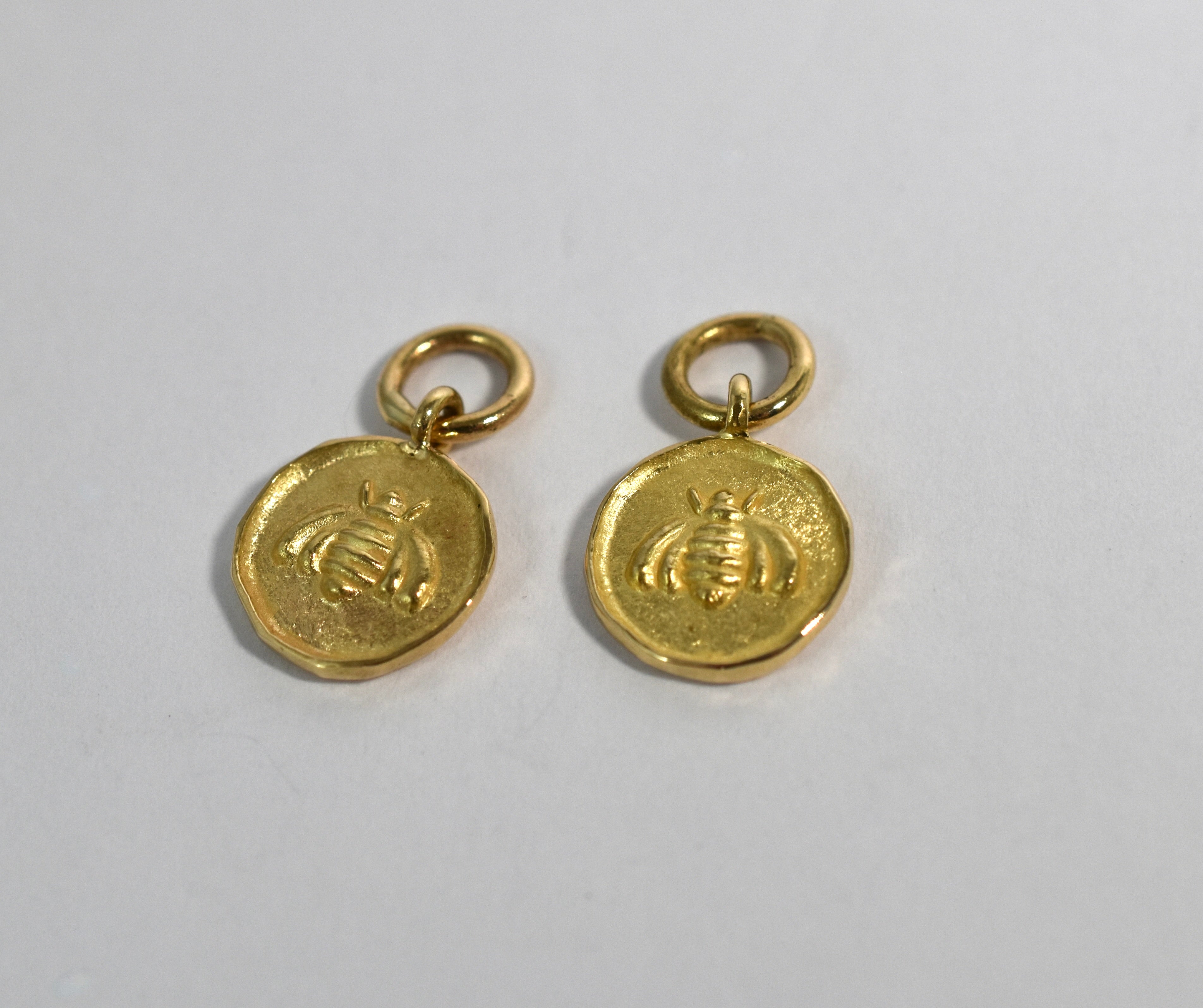 18 karat baby bee disc drops