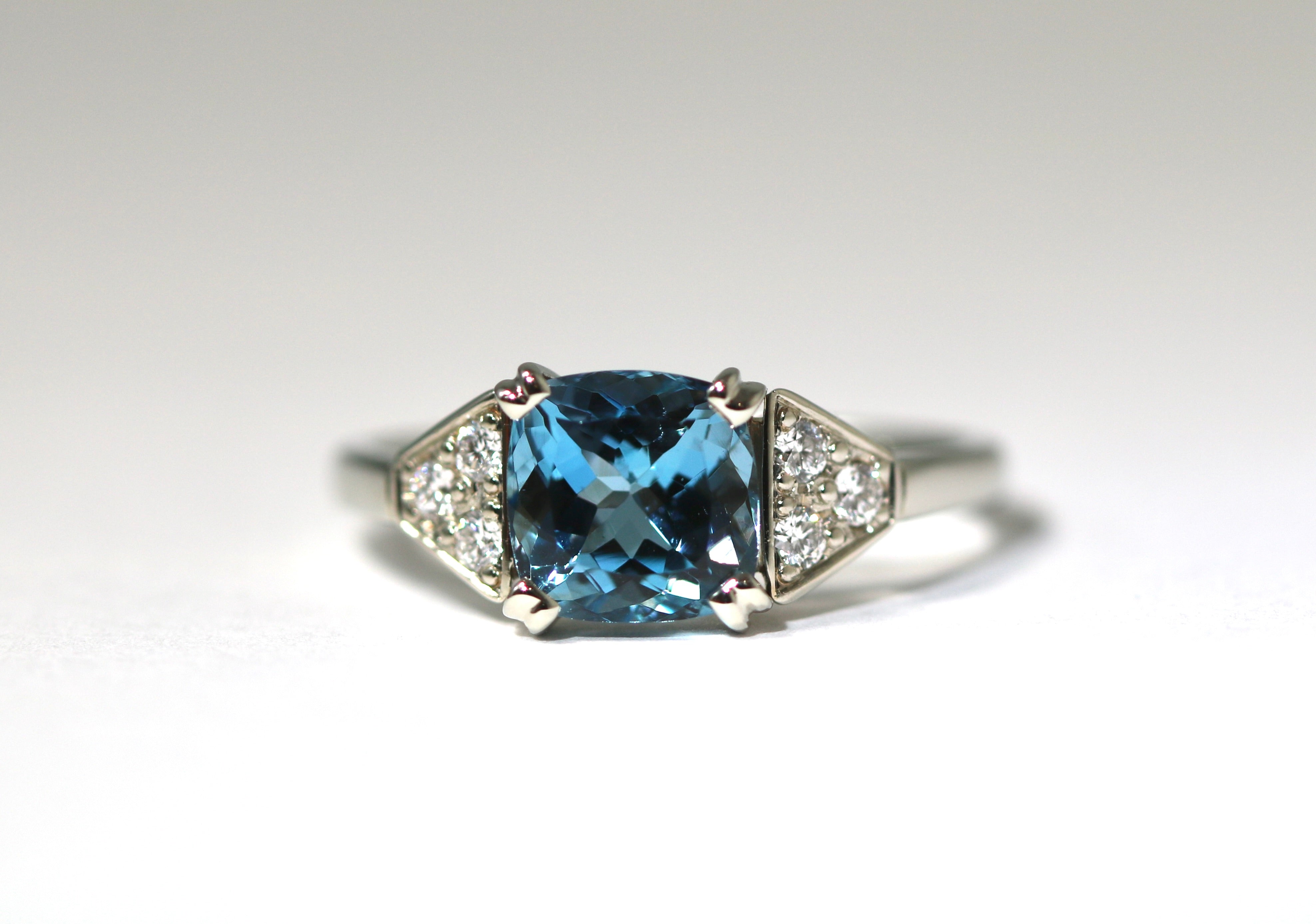 Aquamarine & Diamond Ring