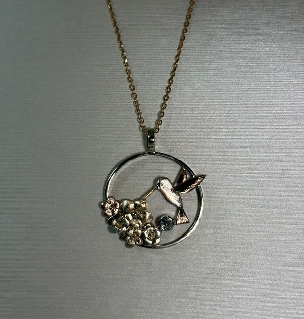 Forgot-Me-Not & Hummingbird Pendant