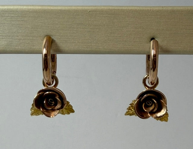 Rose Drop with Leaves Earrings
