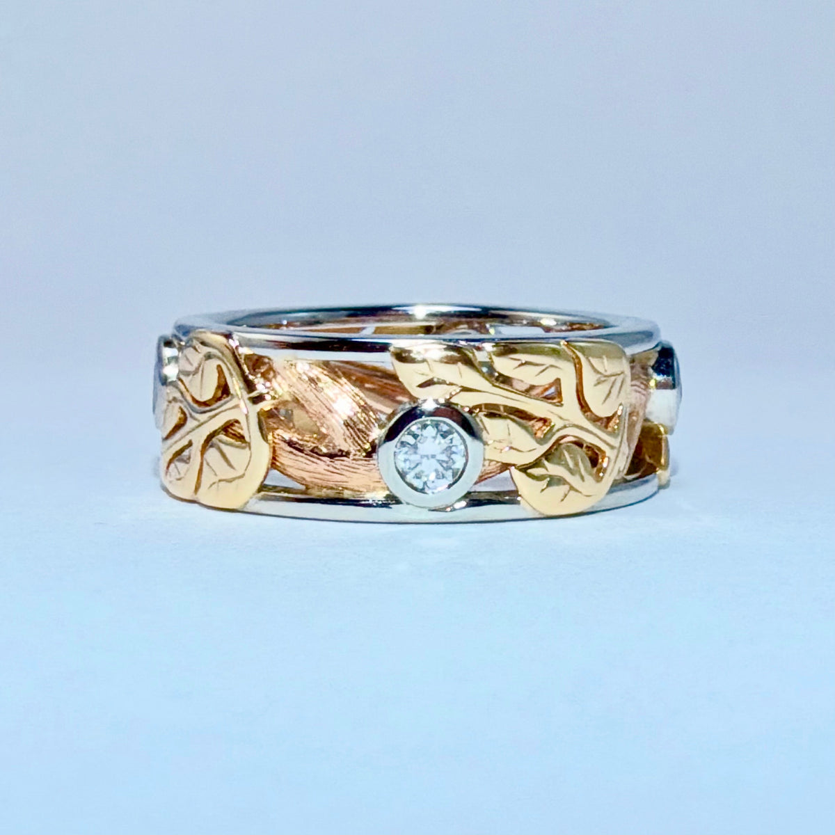 Arbutus Ring with diamonds and coloured gemstones