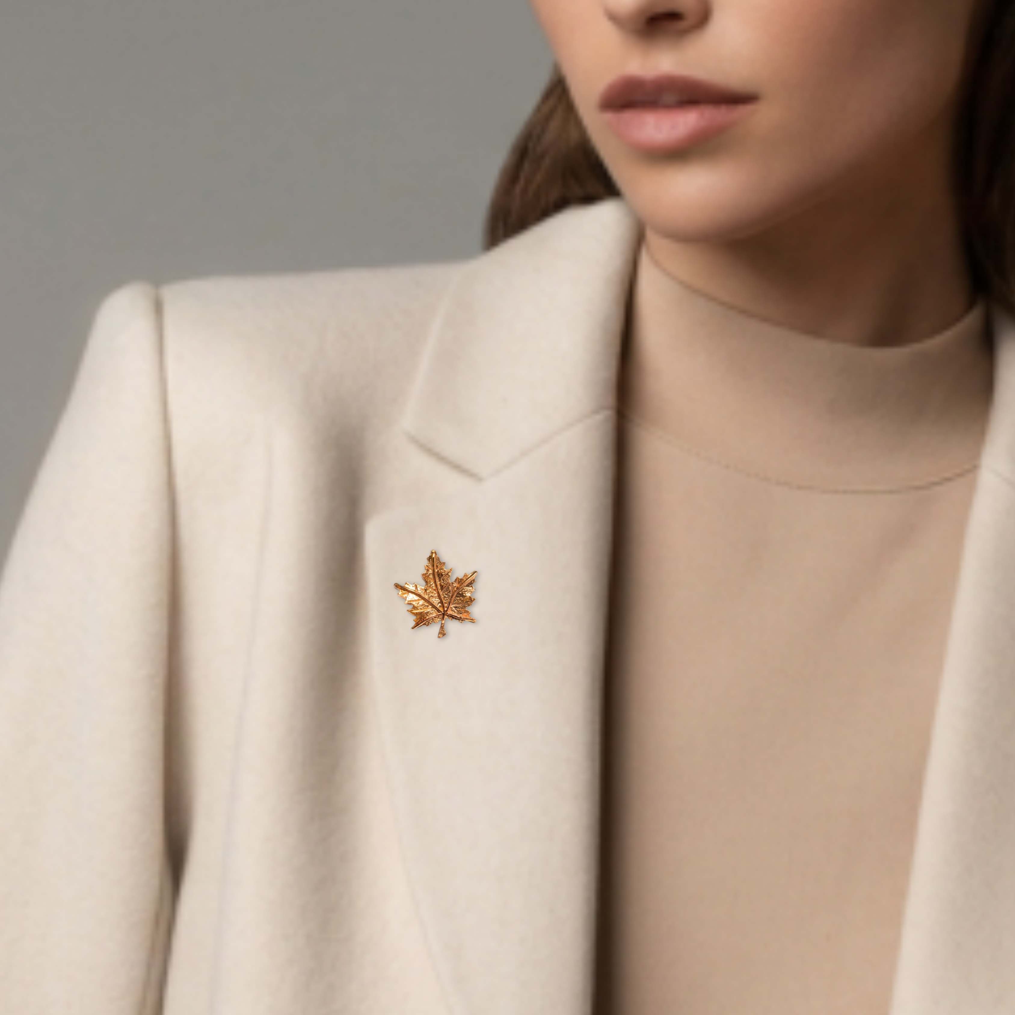 Maple Leaf Pin - Red Gold
